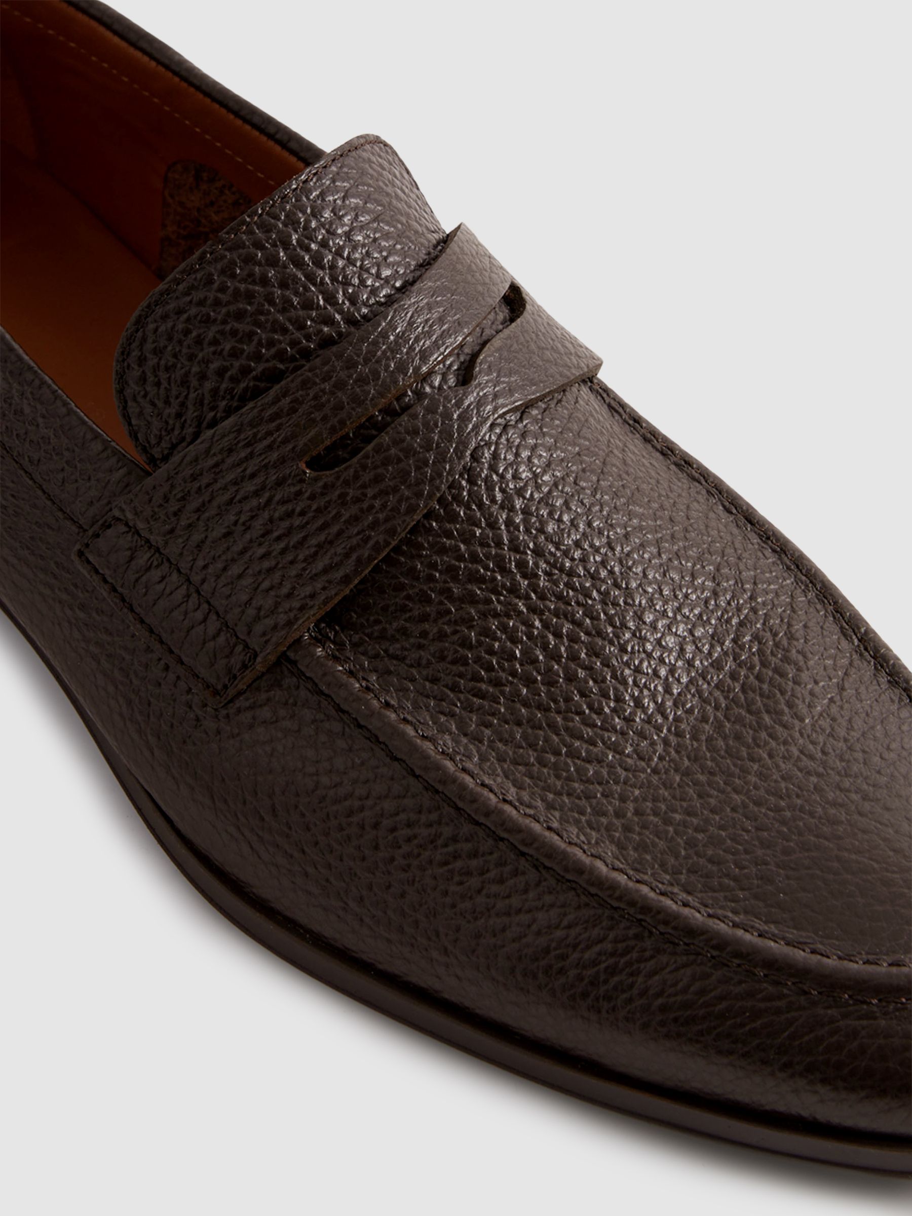 Grained Leather Slip-On Loafers in Dark Brown - Image 5 of 5