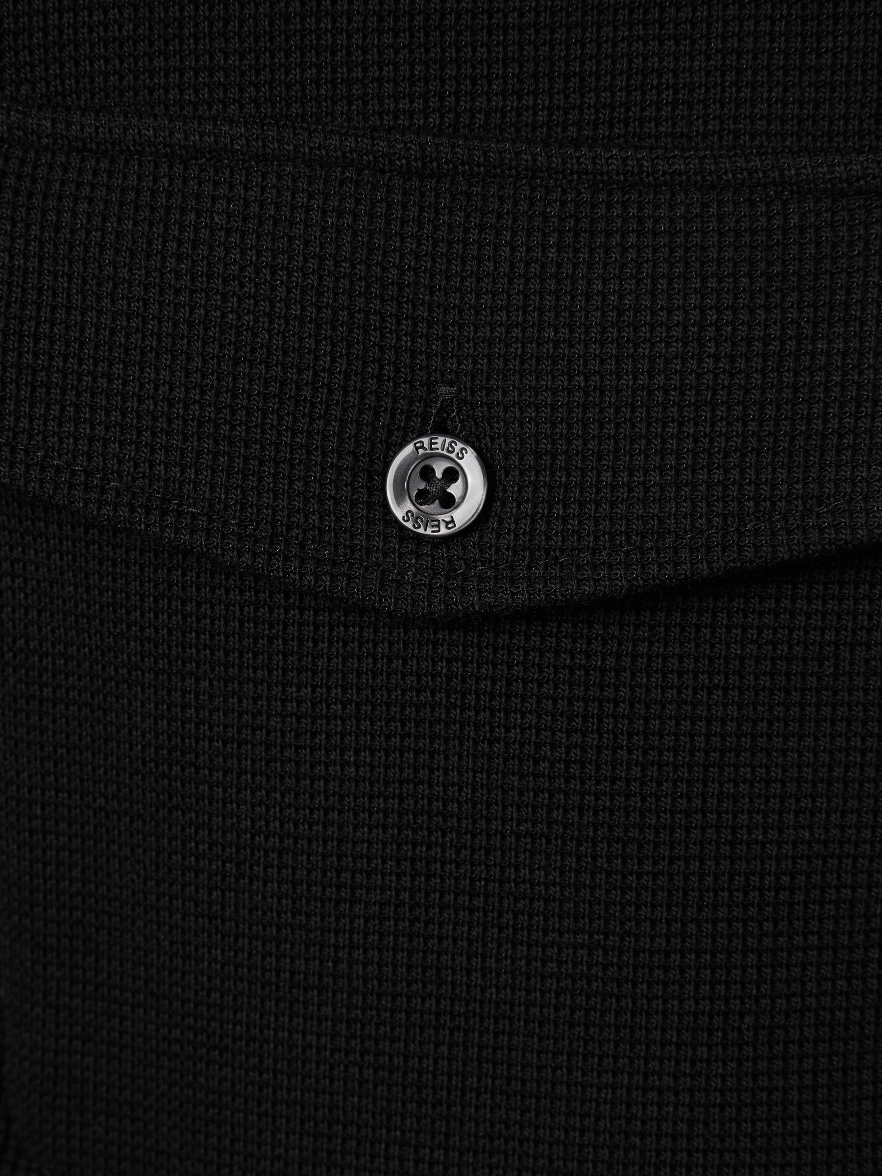 Textured Button-Through Shirt in Black - Image 6 of 7