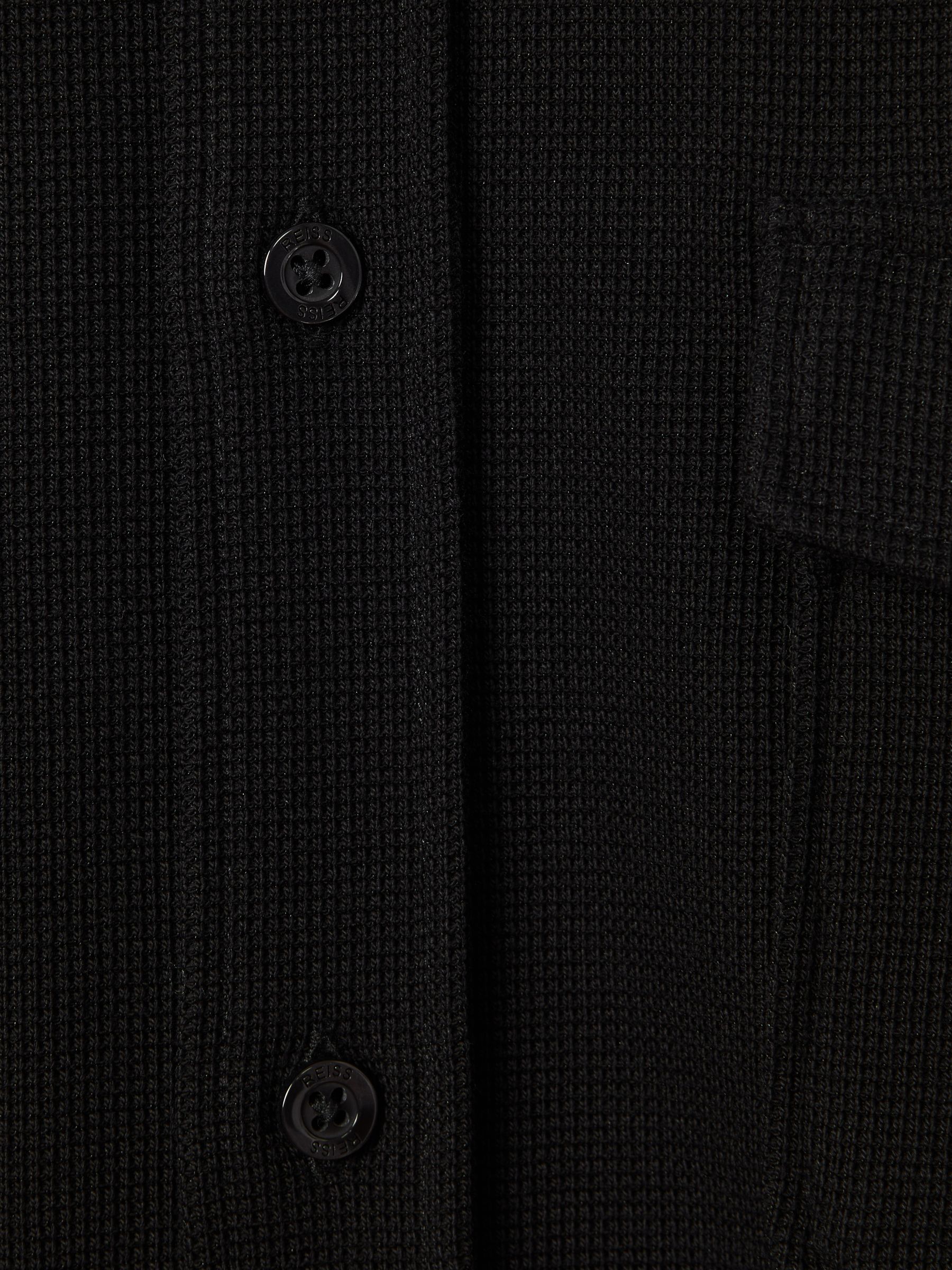 Textured Button-Through Shirt in Black - Image 7 of 7