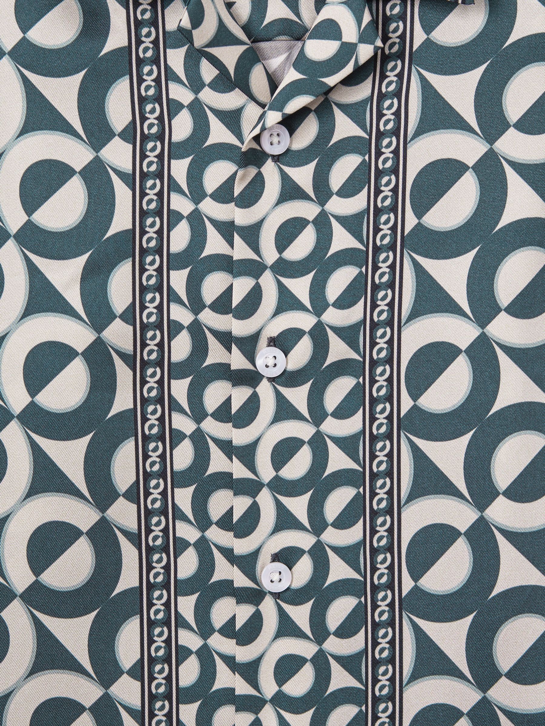 Teen Printed Cuban Collar Shirt in Hunting Green - Image 6 of 6