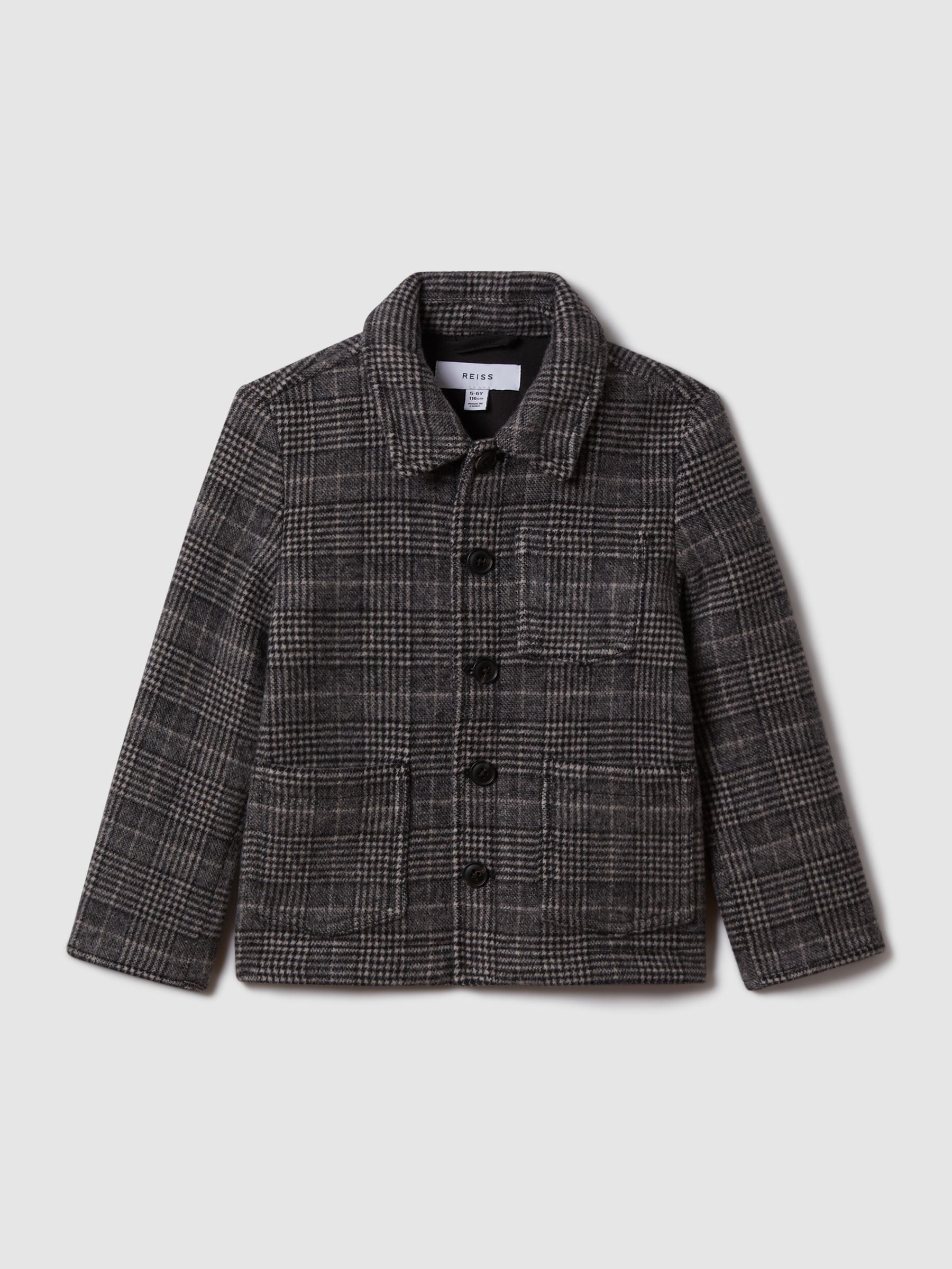 9-14 yrs Check Button-Through Overshirt in Charcoal - Image 2 of 6