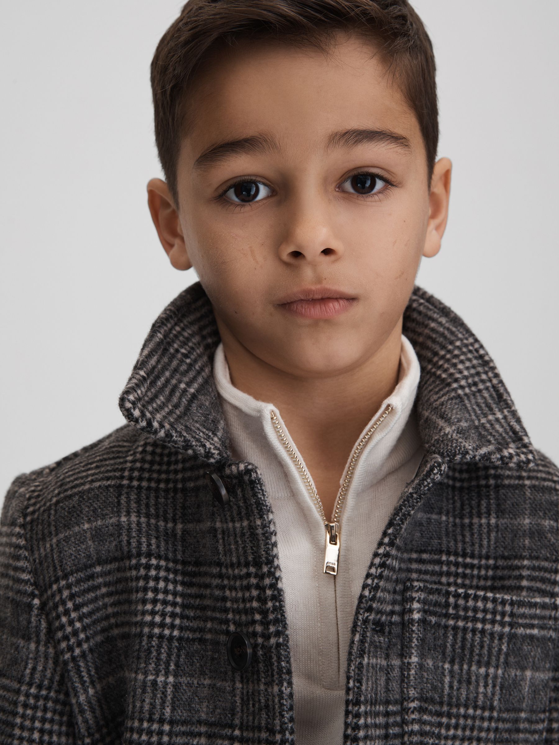 9-14 yrs Check Button-Through Overshirt in Charcoal - Image 4 of 6