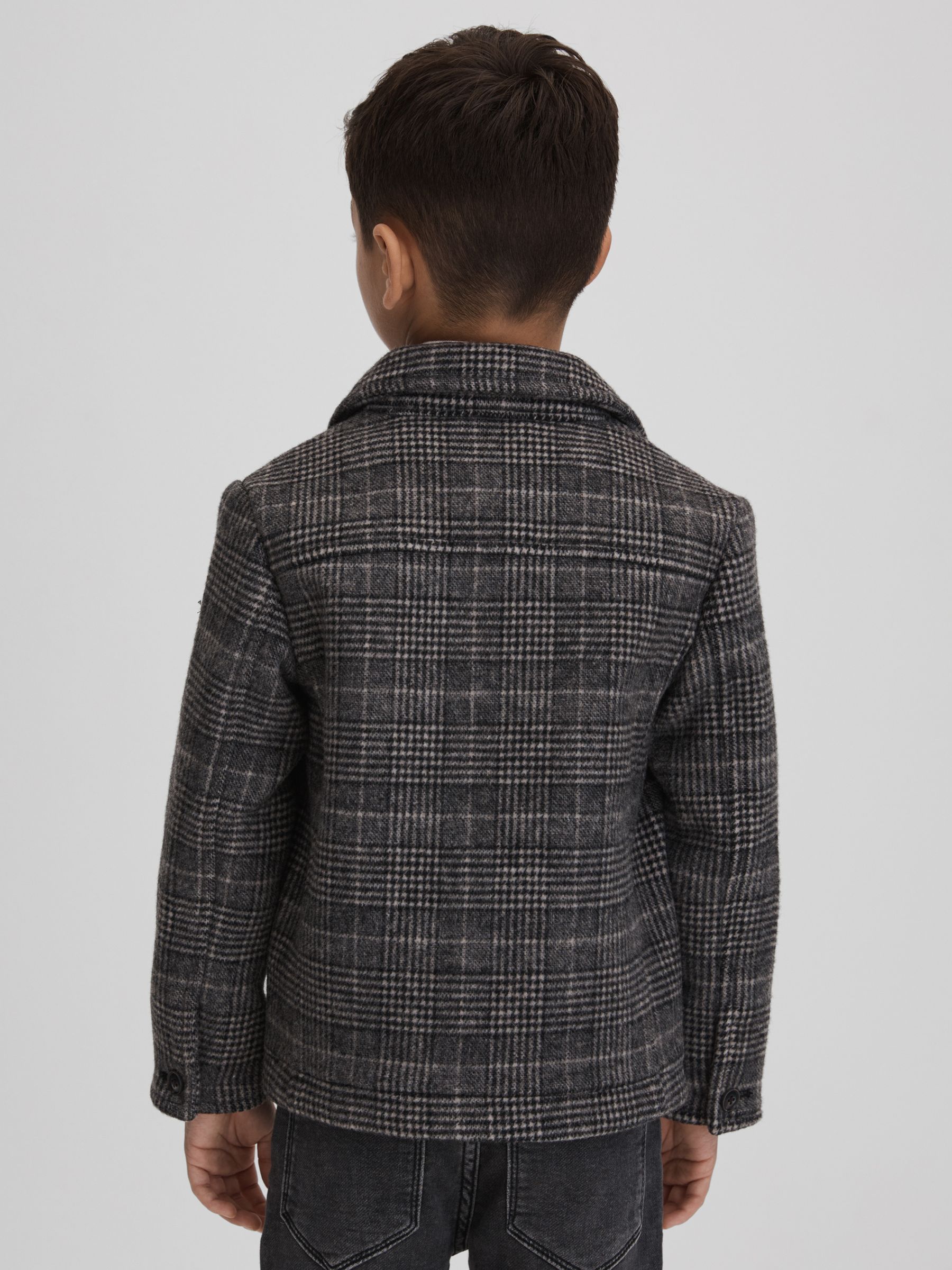9-14 yrs Check Button-Through Overshirt in Charcoal - Image 5 of 6