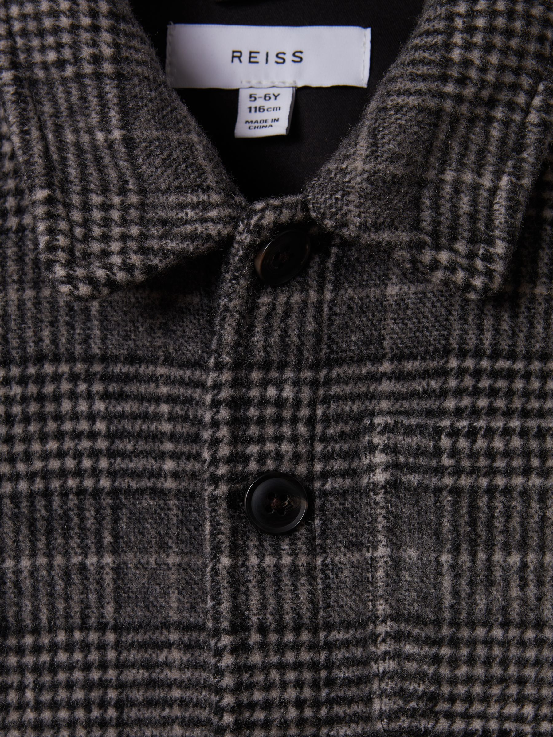9-14 yrs Check Button-Through Overshirt in Charcoal - Image 6 of 6