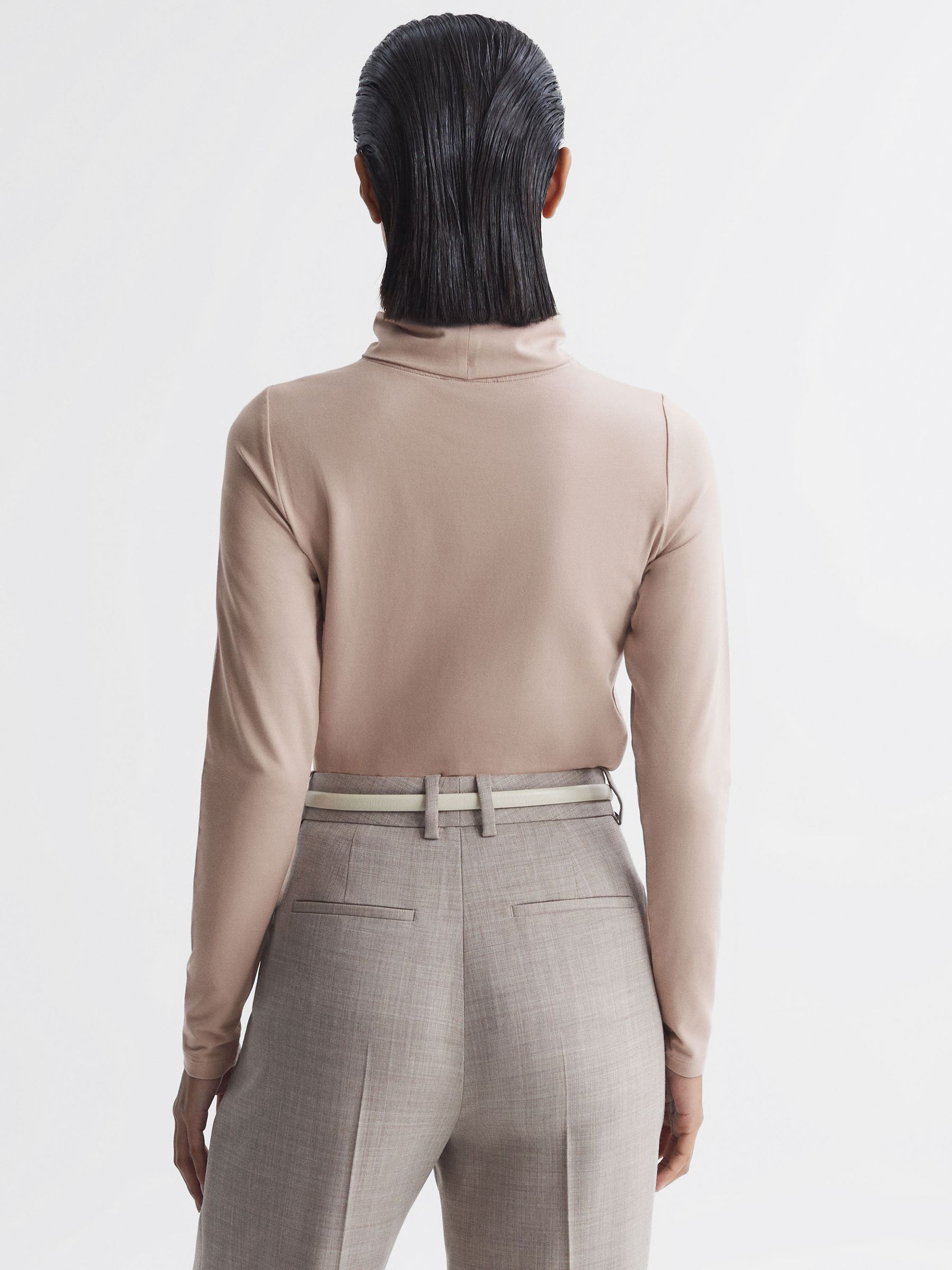 Fitted Roll Neck T-Shirt in Light Pink - Image 5 of 5