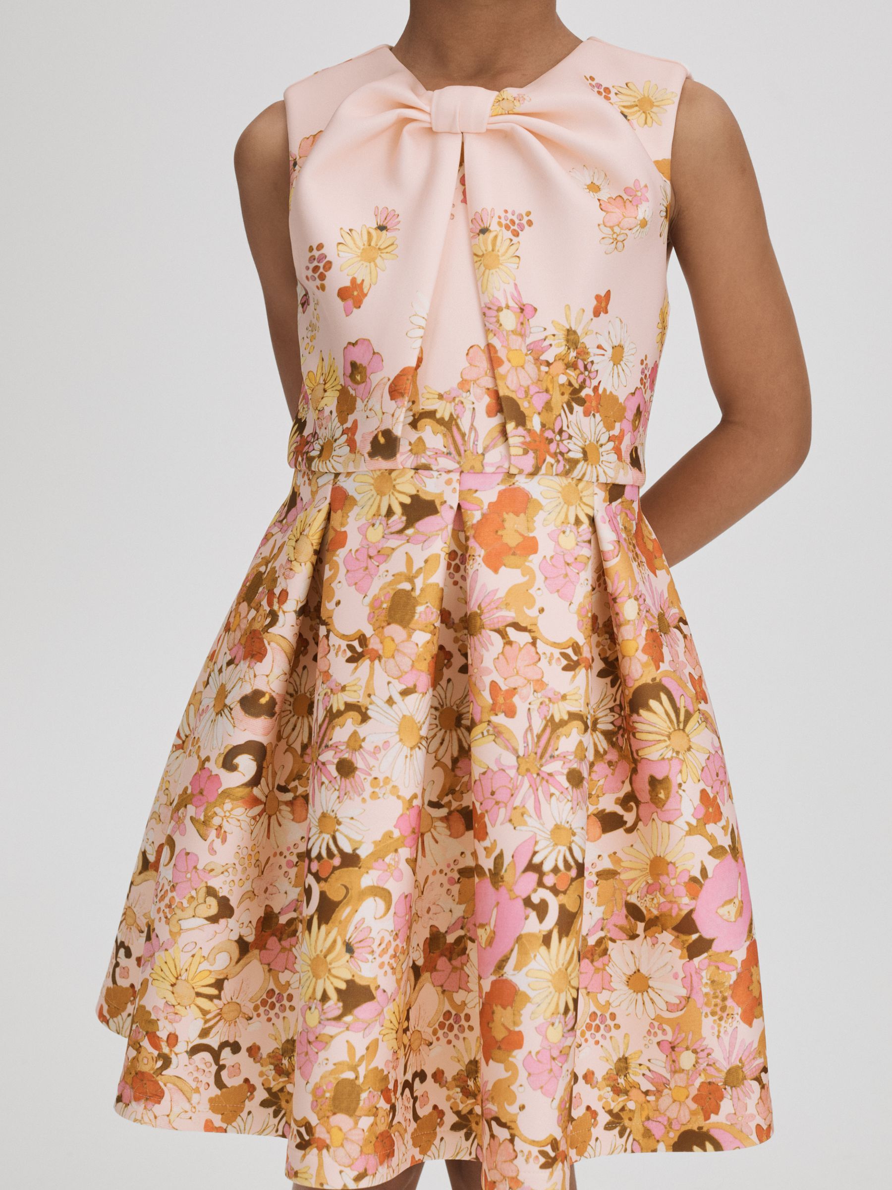 13-14 yrs Scuba Knot Fit-and-Flare Dress in Multi - Image 1 of 6