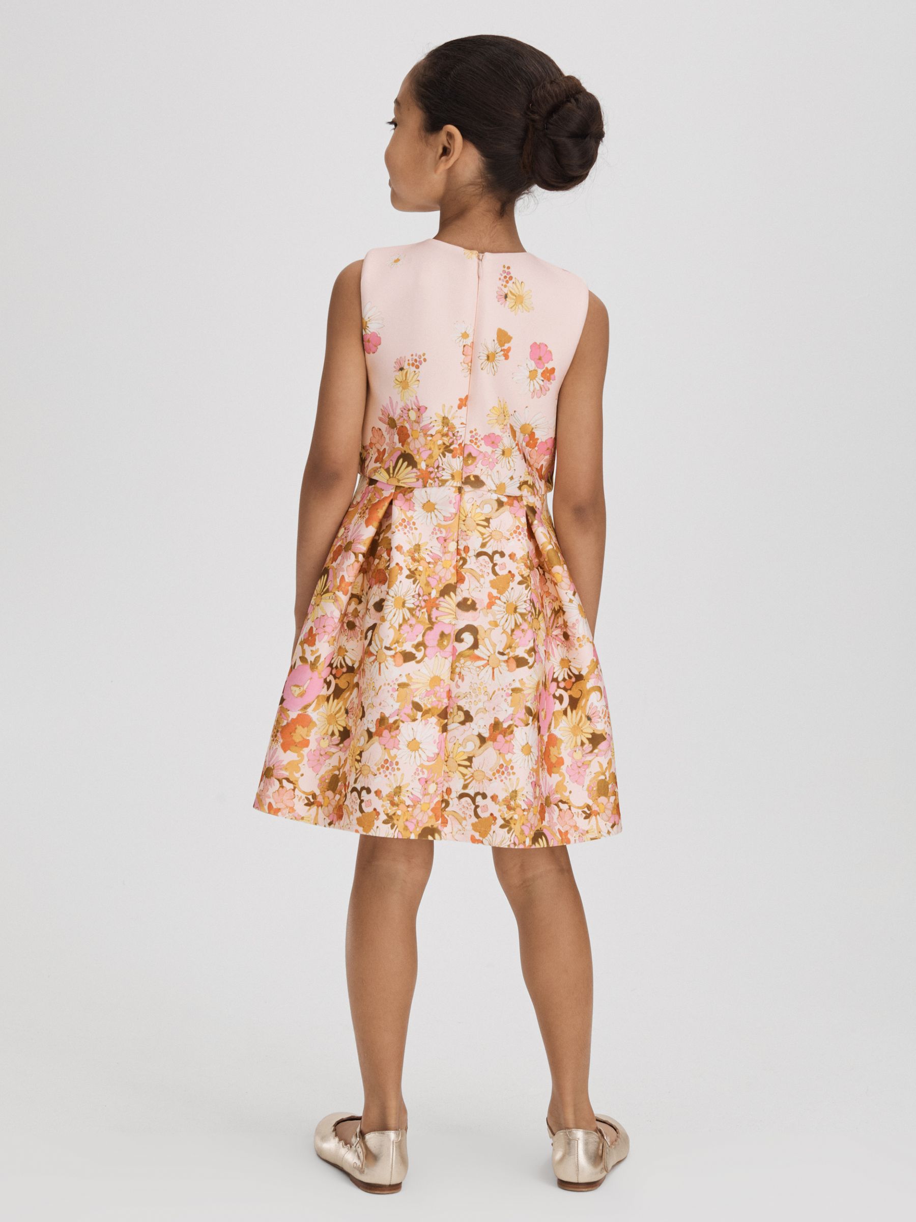 13-14 yrs Scuba Knot Fit-and-Flare Dress in Multi - Image 5 of 6