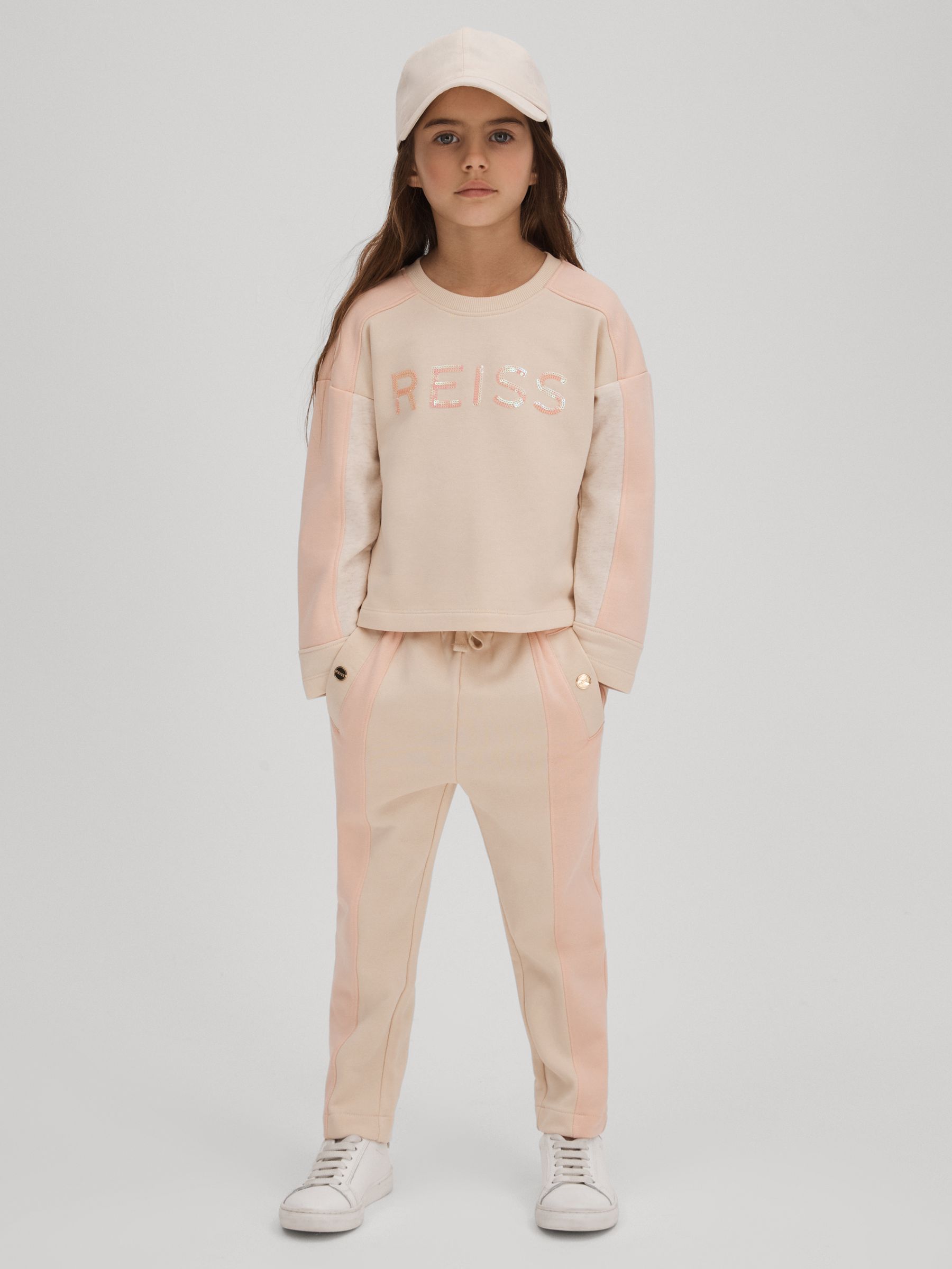 9-13 yrs Cotton Blend Tapered Joggers in Pink - Image 1 of 7