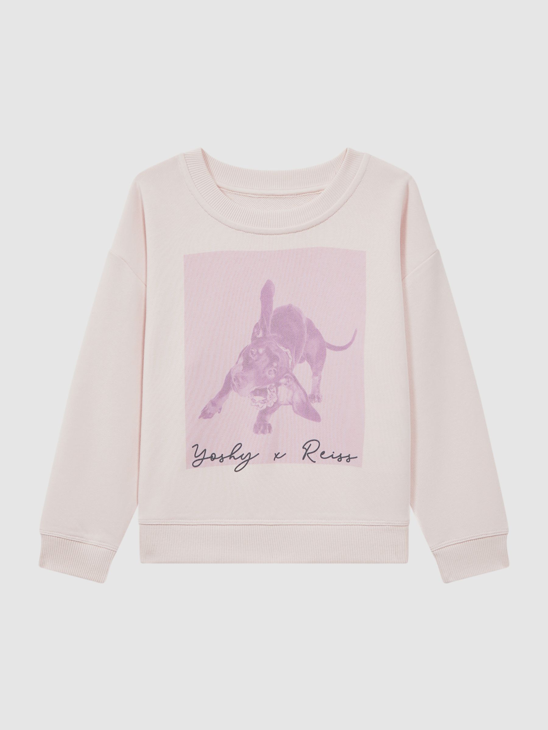 4-9 yrs Cotton Blend Print Crew Neck Jumper in Pink - Image 2 of 6