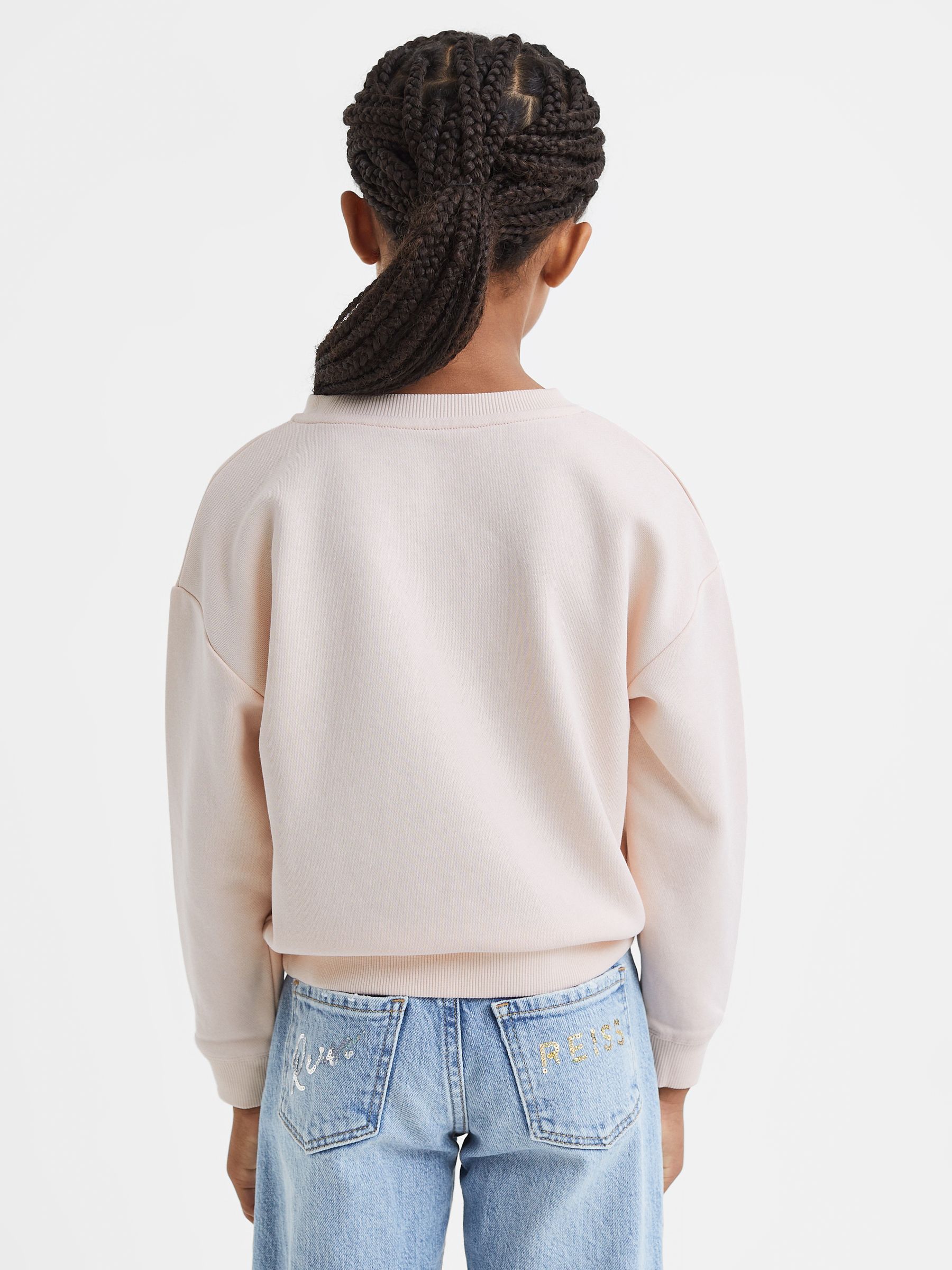 4-9 yrs Cotton Blend Print Crew Neck Jumper in Pink - Image 5 of 6