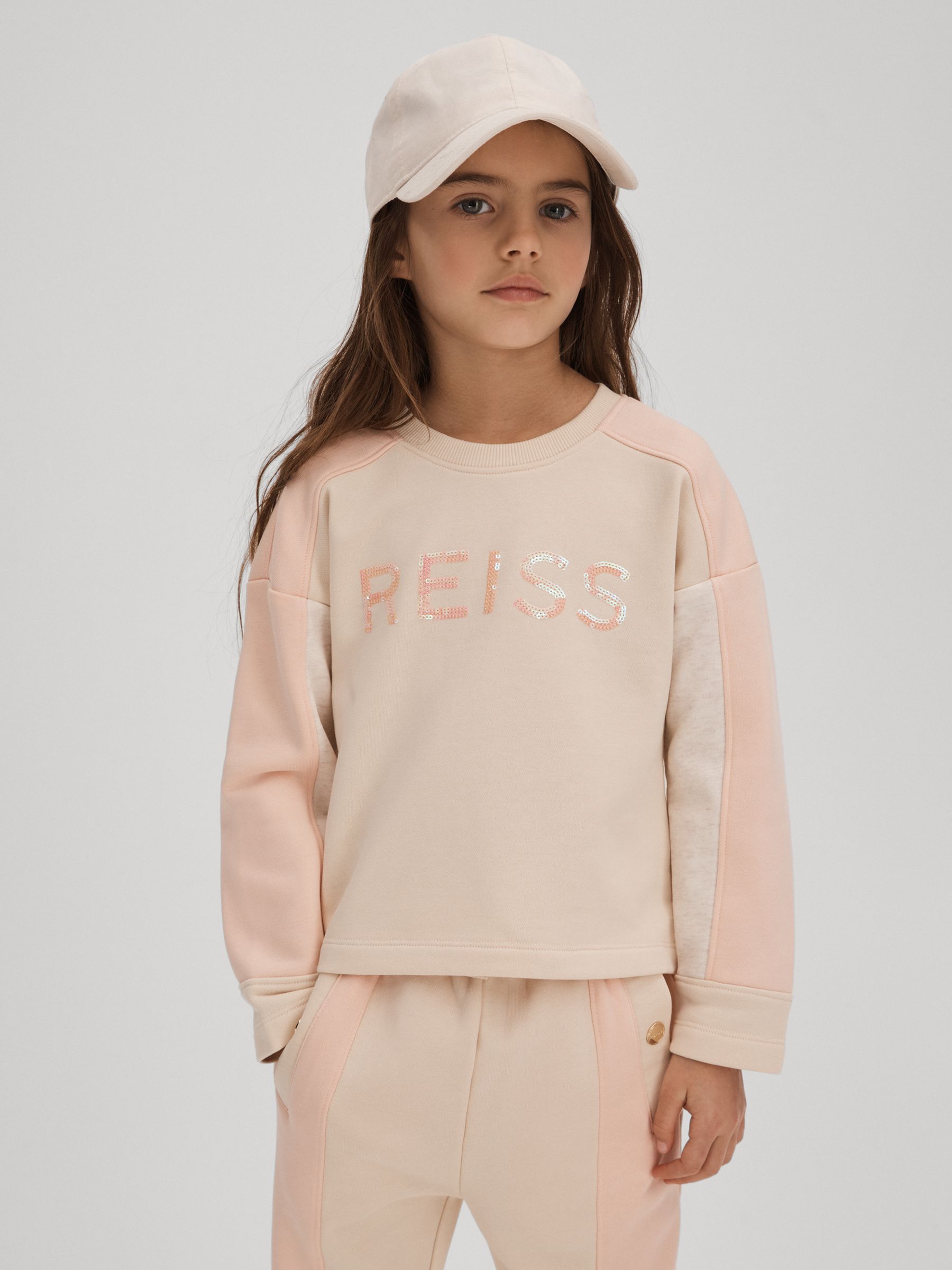 4-9 yrs Cotton Blend Sequin Sweatshirt in Pink - Image 1 of 6