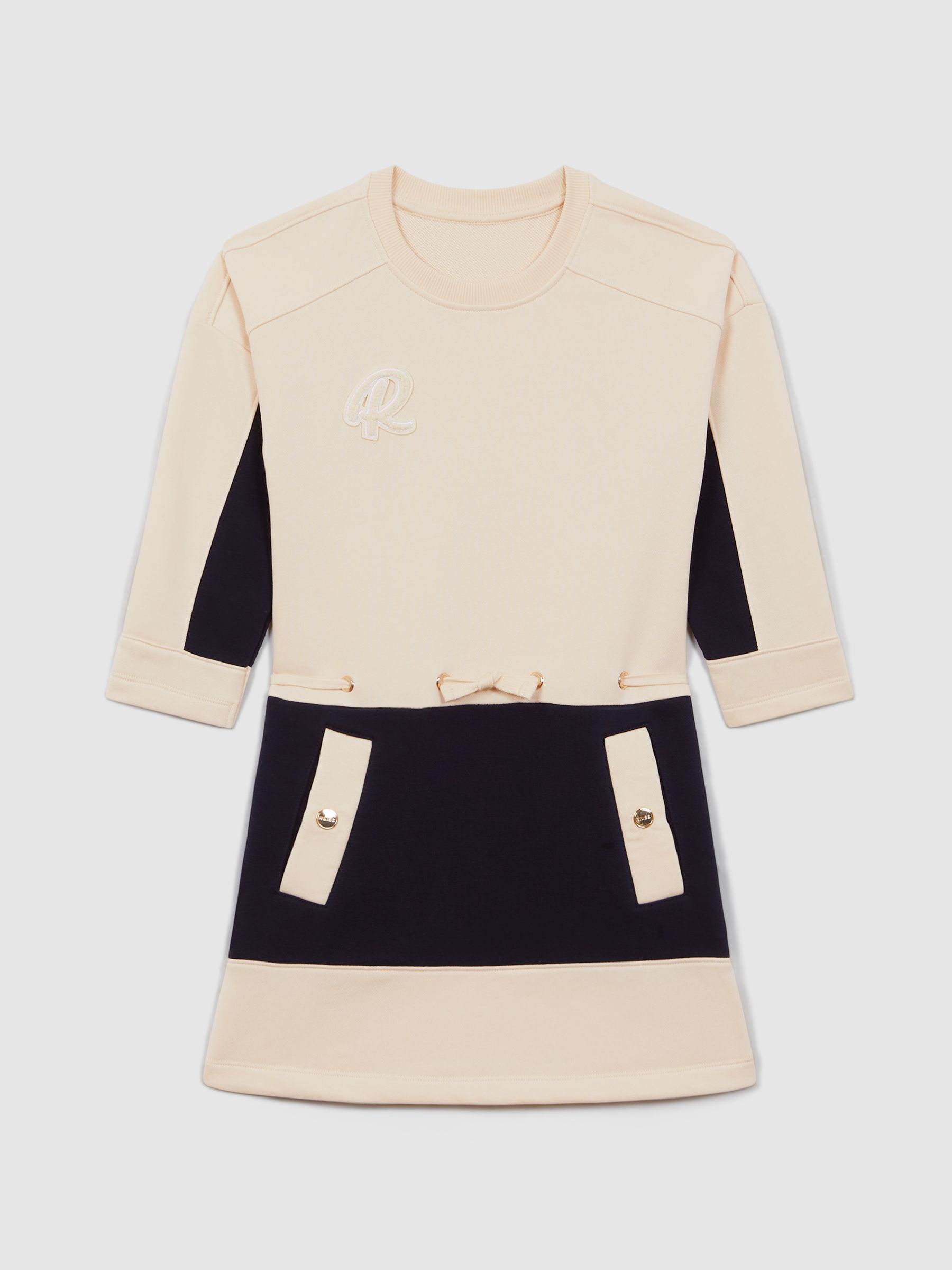 4-9 yrs Cotton Jersey Blend Crew Neck Dress in Ivory - Image 2 of 6