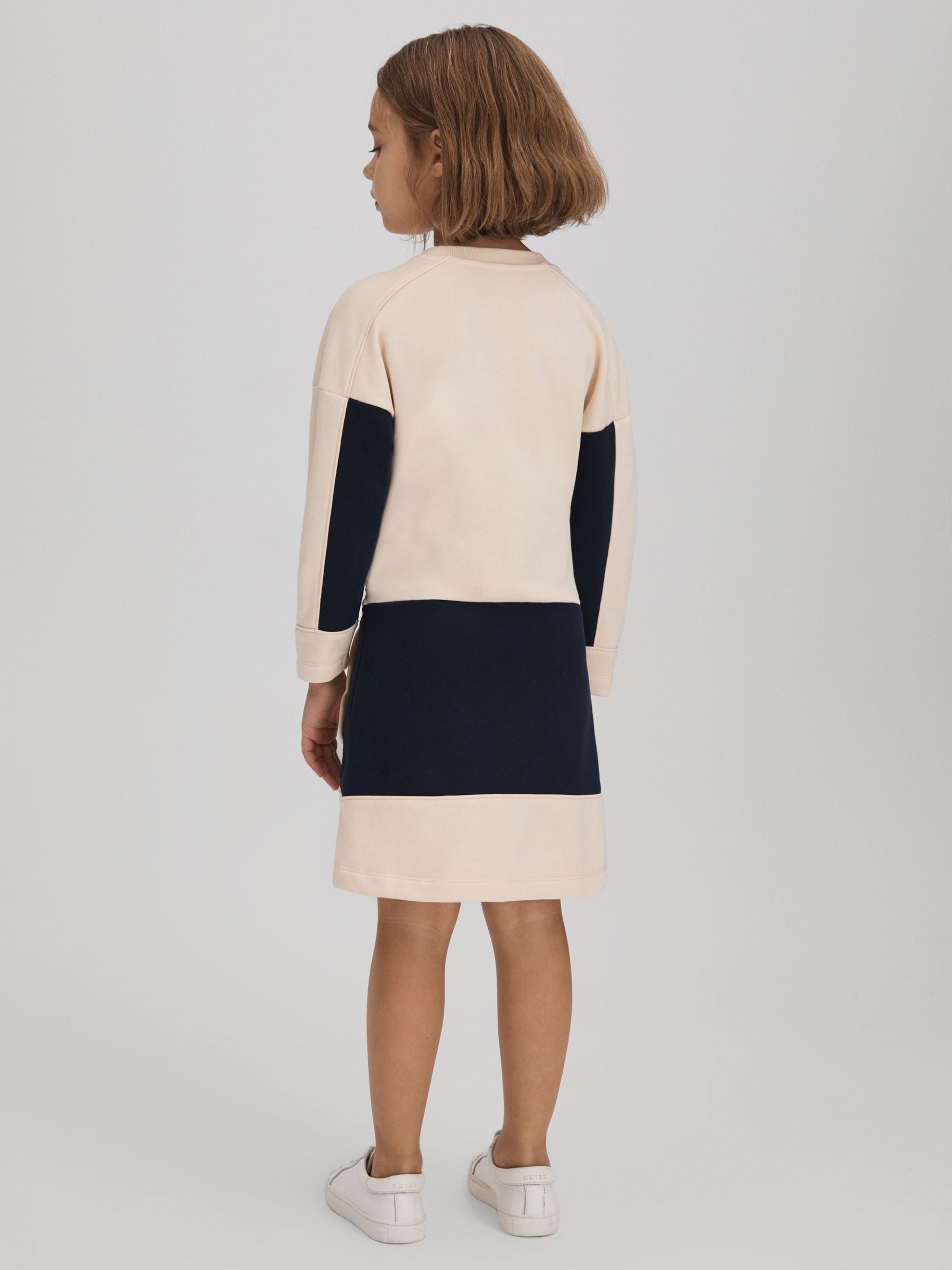 4-9 yrs Cotton Jersey Blend Crew Neck Dress in Ivory - Image 5 of 6