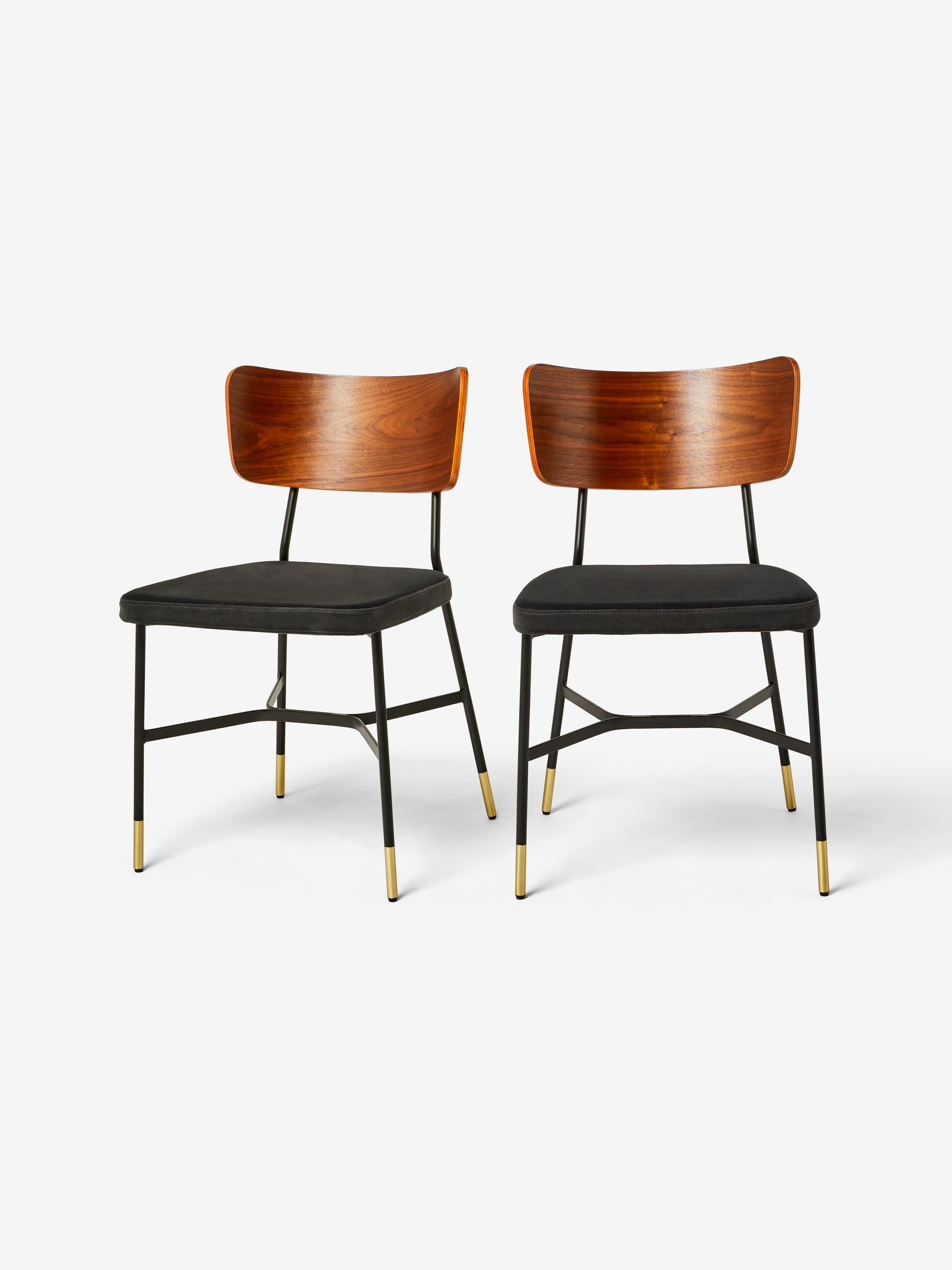 Set of 2 Amalyn Dining Chairs in Velvet in Charcoal Grey - Image 4 of 4