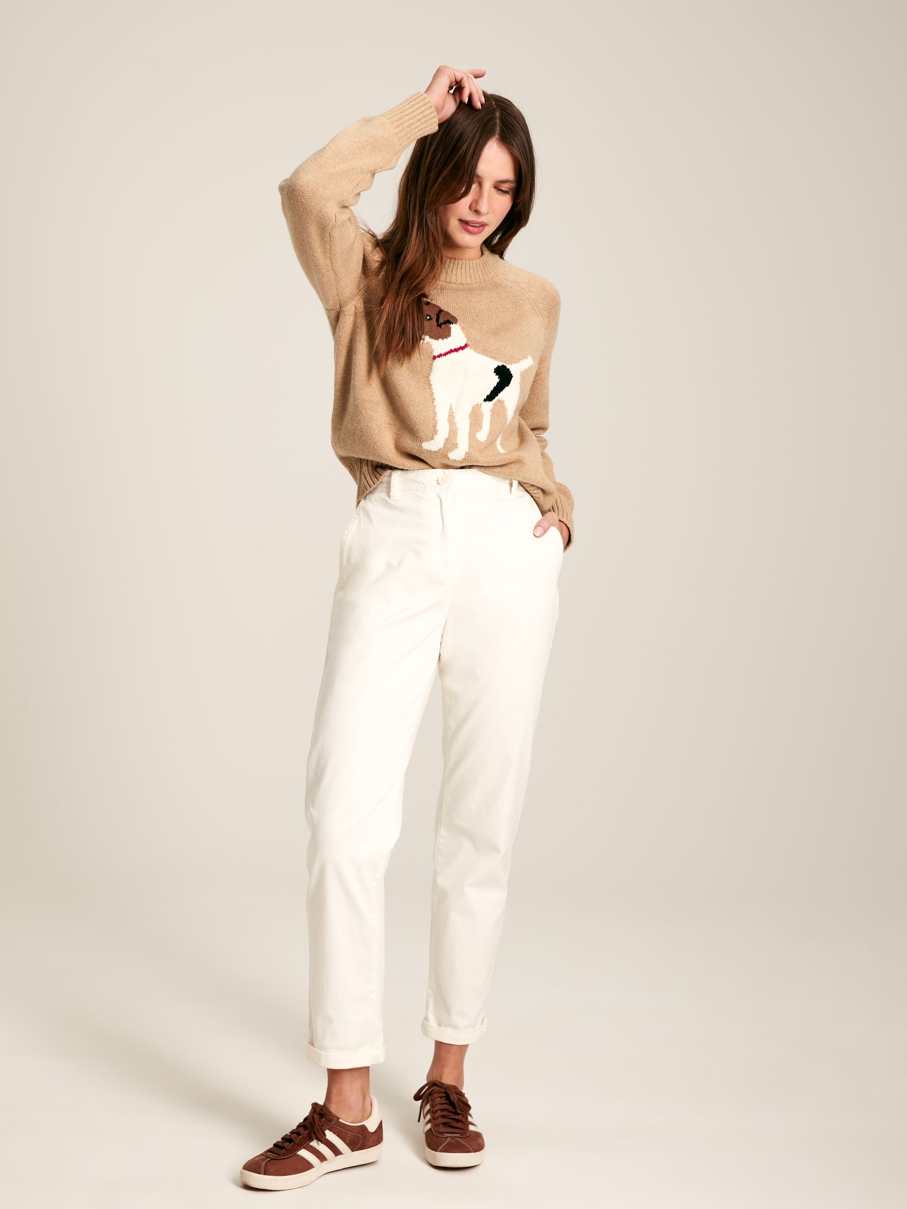 Margot Oatmeal Dog Intarsia Crew Neck Jumper - Image 3 of 6