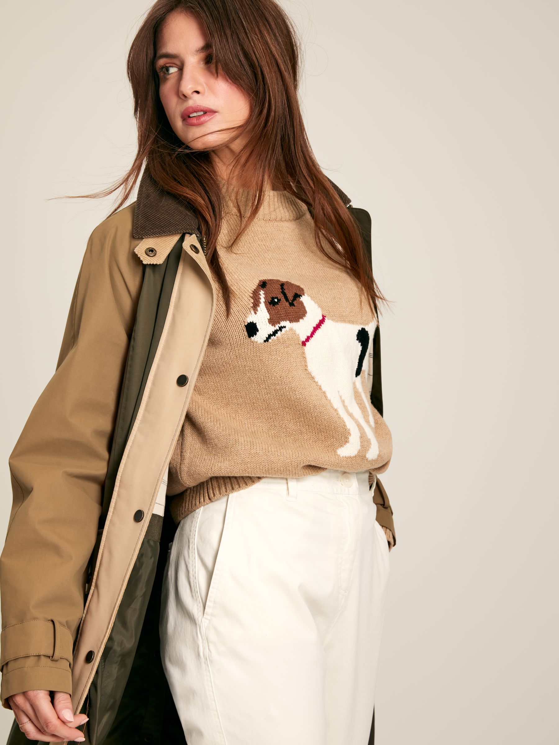 Margot Oatmeal Dog Intarsia Crew Neck Jumper - Image 4 of 6