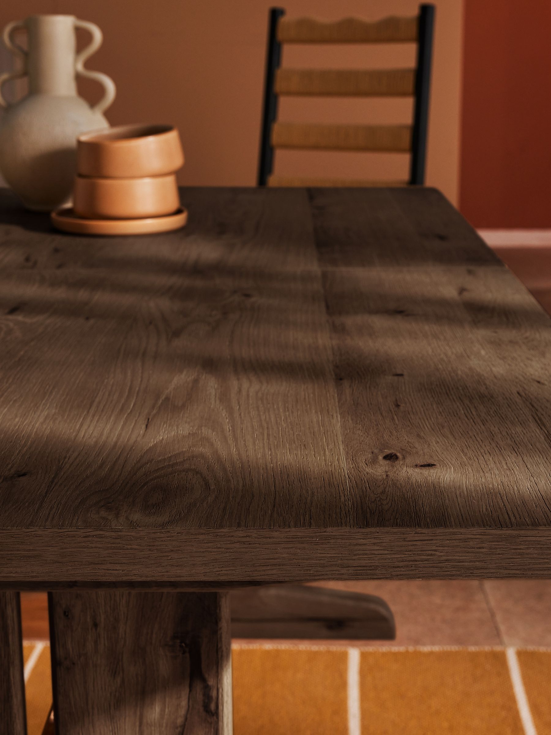 Quinn 6 to 8 Seater Dining Table in Dark Stain Oak - Image 3 of 5