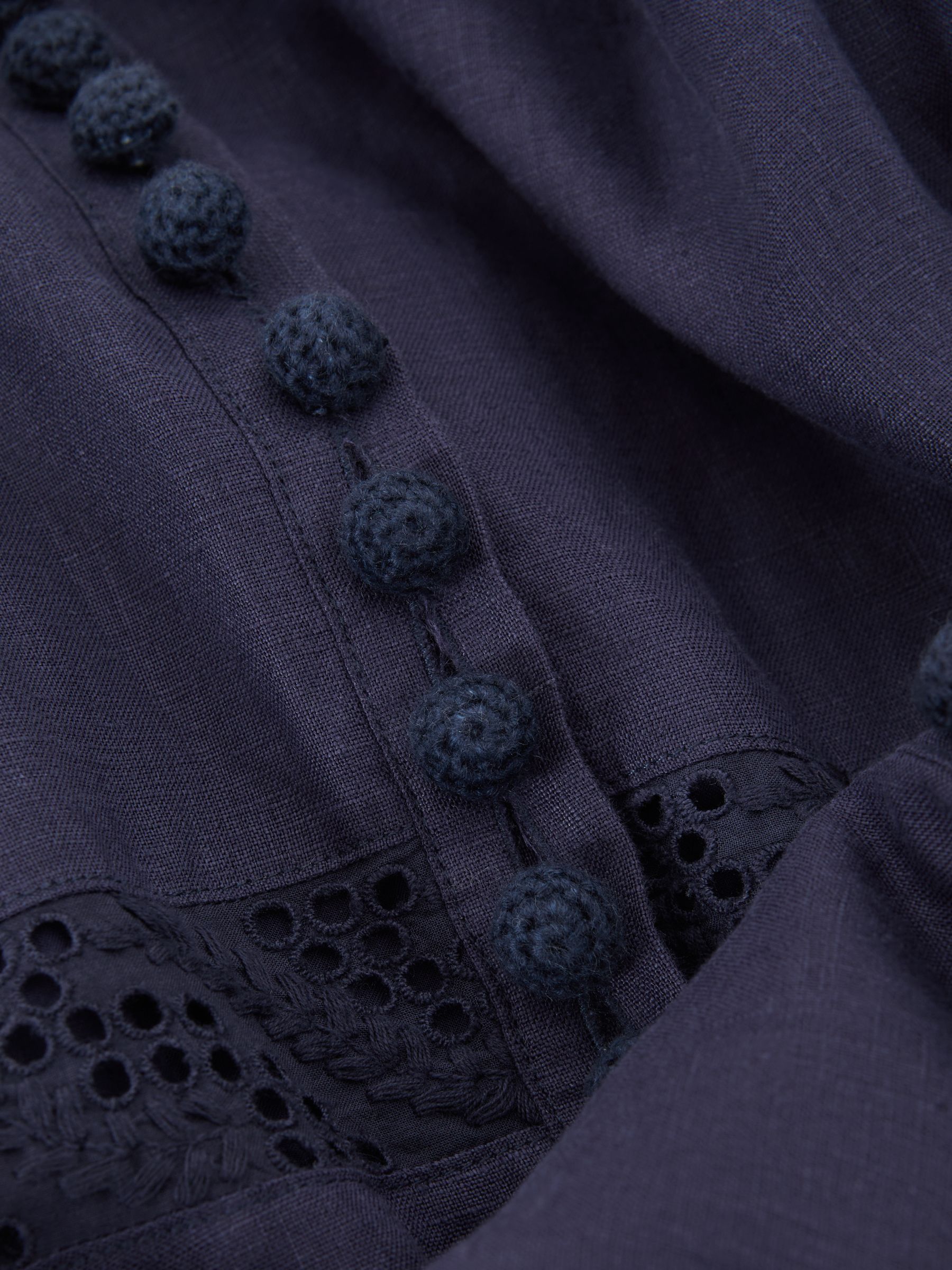 Joslin Linen Shirt Midi Dress in Navy - Image 5 of 6