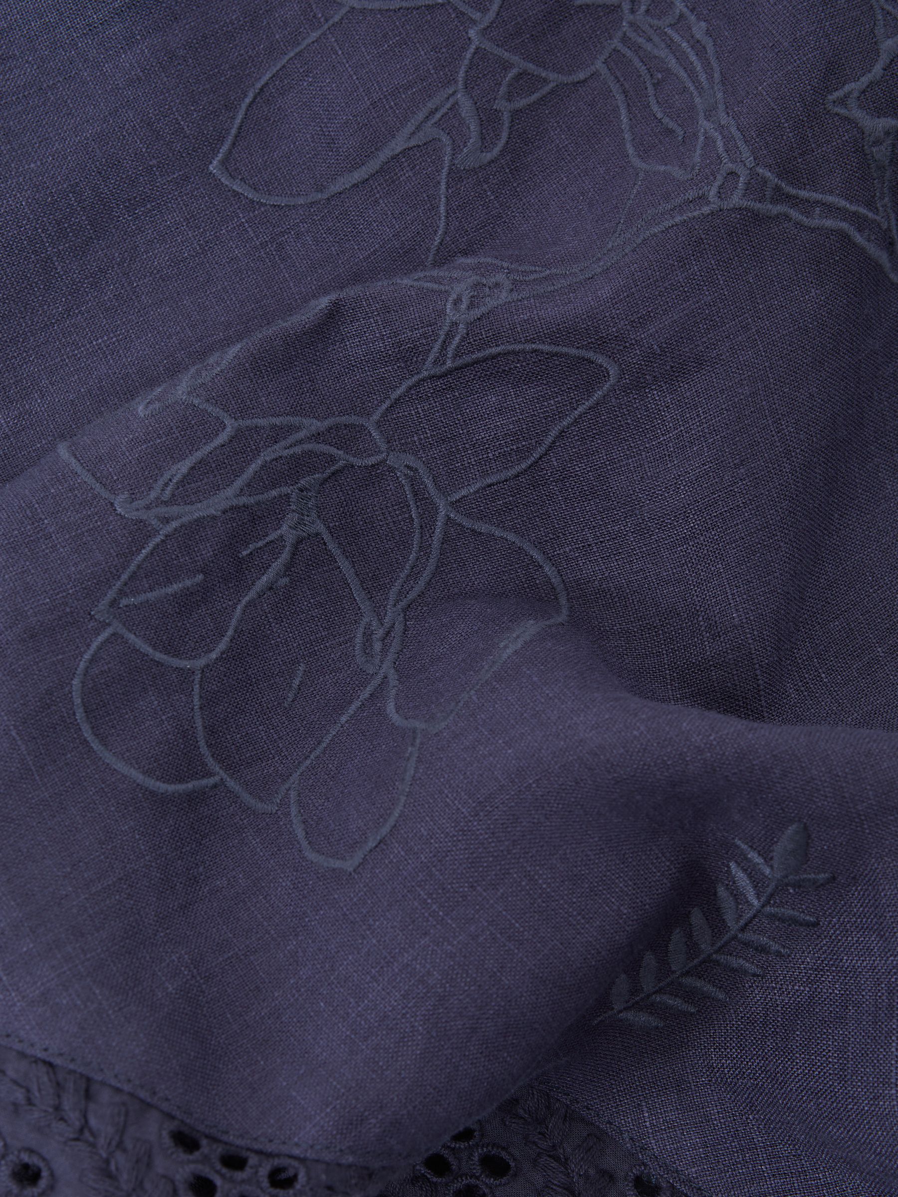 Joslin Linen Shirt Midi Dress in Navy - Image 6 of 6