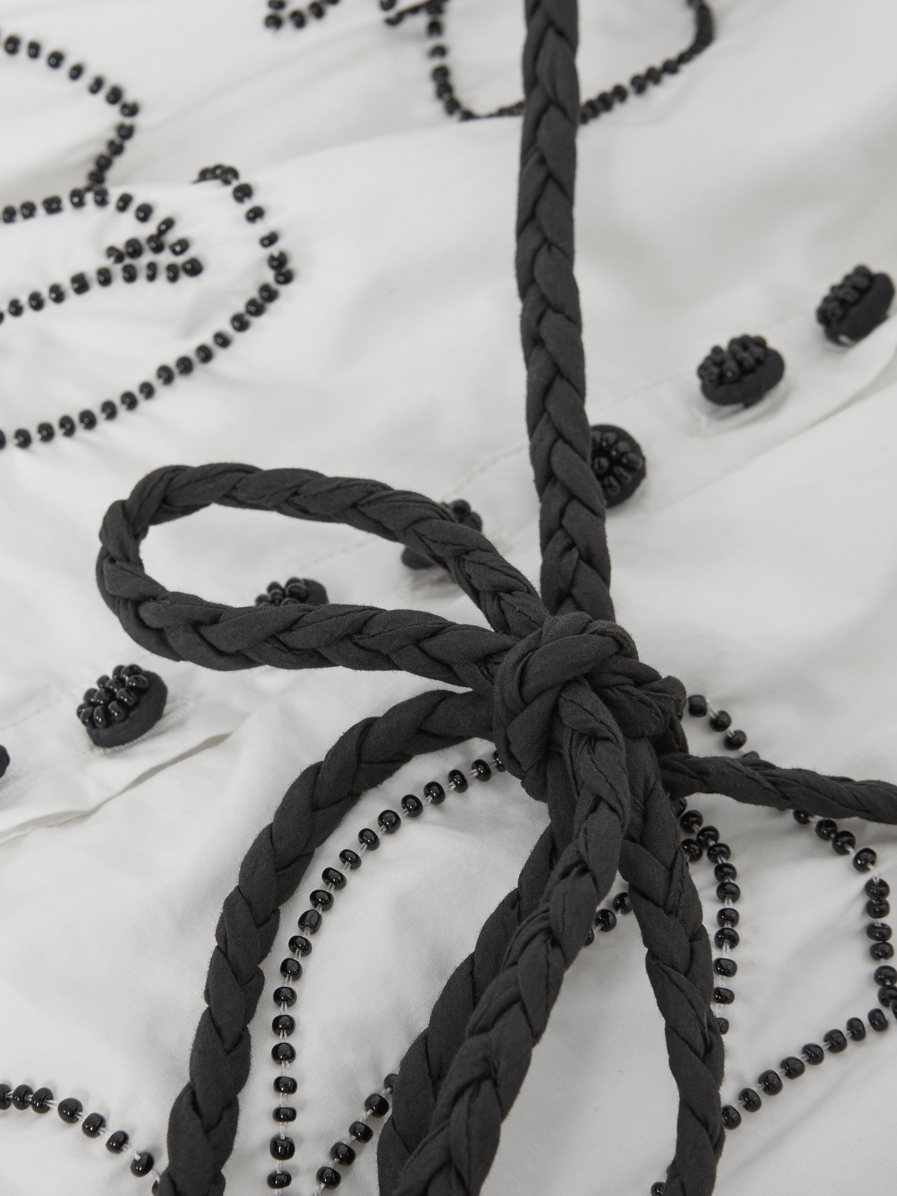 Joslin Beaded Cotton Shirt Mini Dress in White/Black - Image 5 of 5
