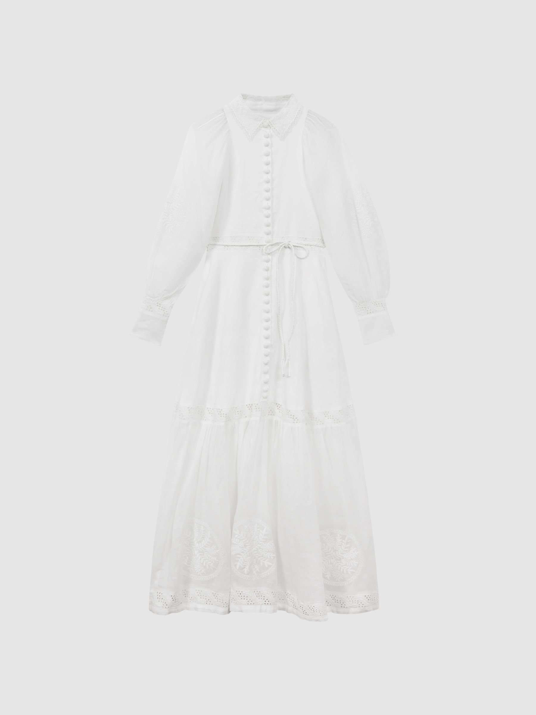 Joslin Linen Blouson Sleeve Maxi Dress in White - Image 2 of 6