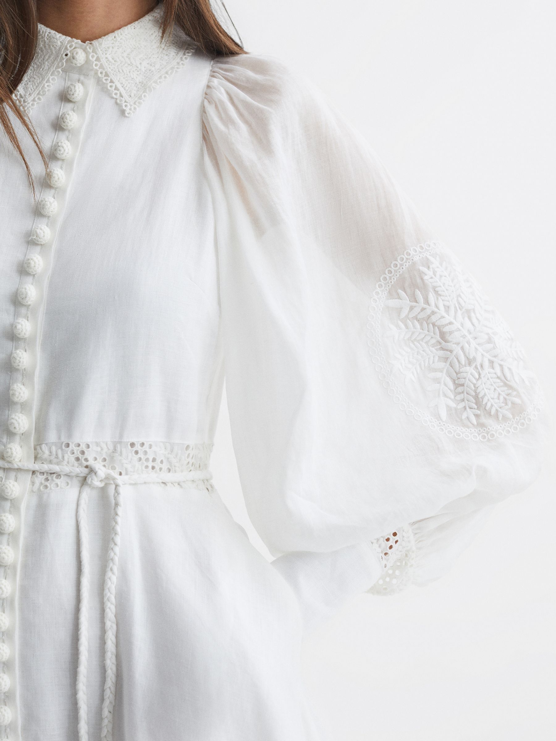Joslin Linen Blouson Sleeve Maxi Dress in White - Image 3 of 6