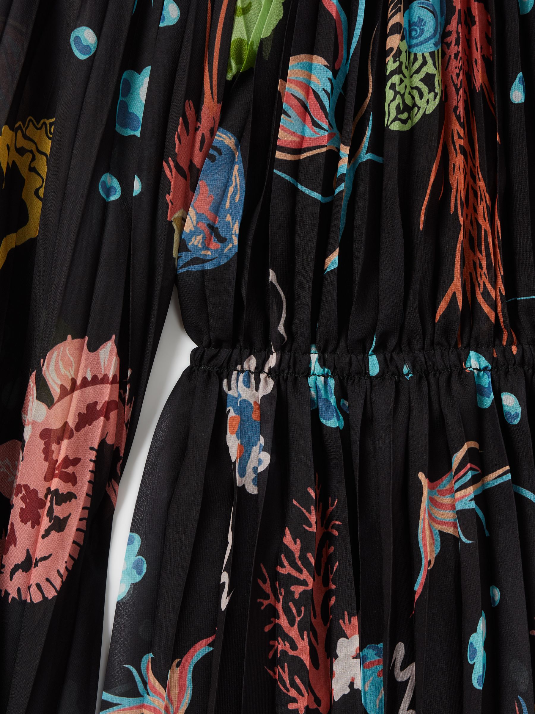 Leo Lin Pleated Bell Sleeve Mini Dress in Twilight Print Black - Image 5 of 5