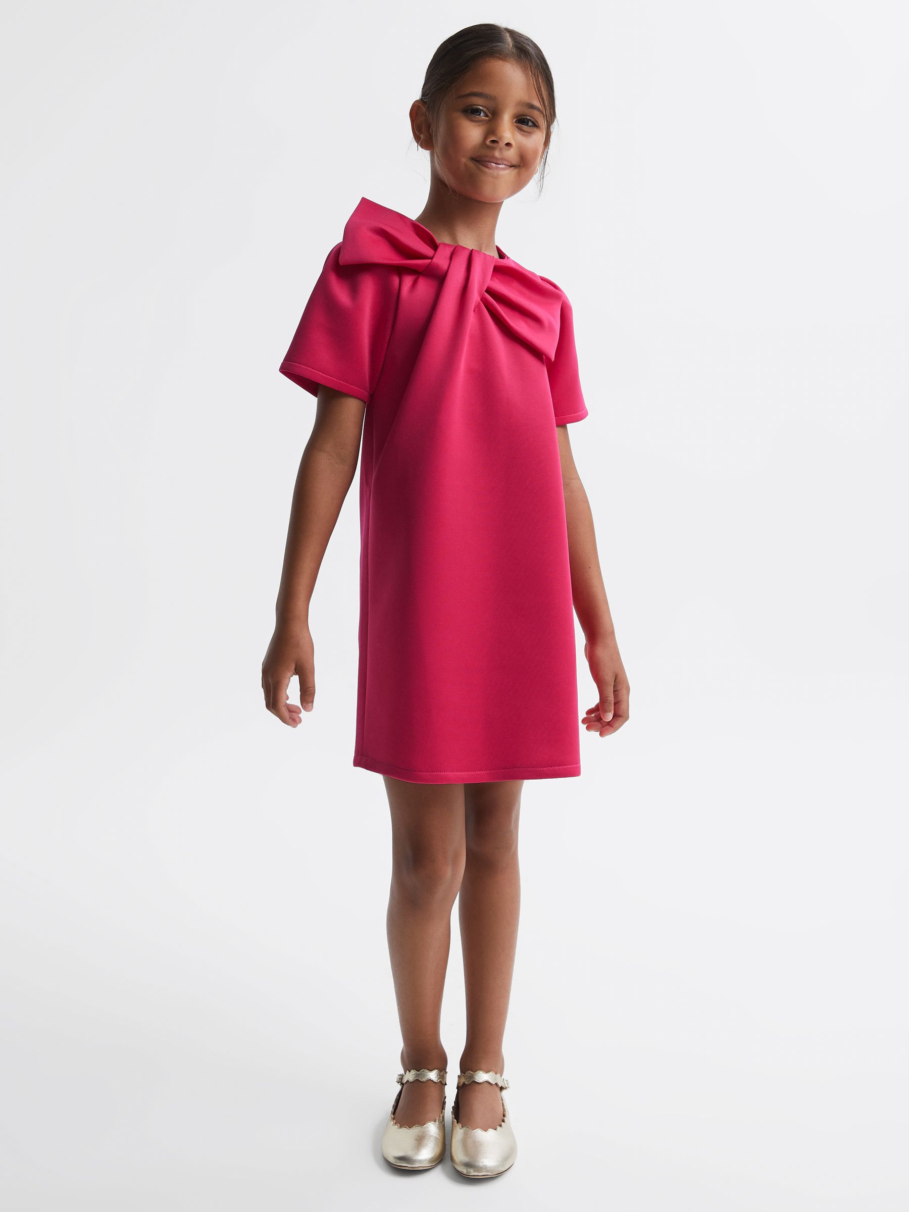 4-9 yrs Scuba Bow Dress in Pink - Image 1 of 6