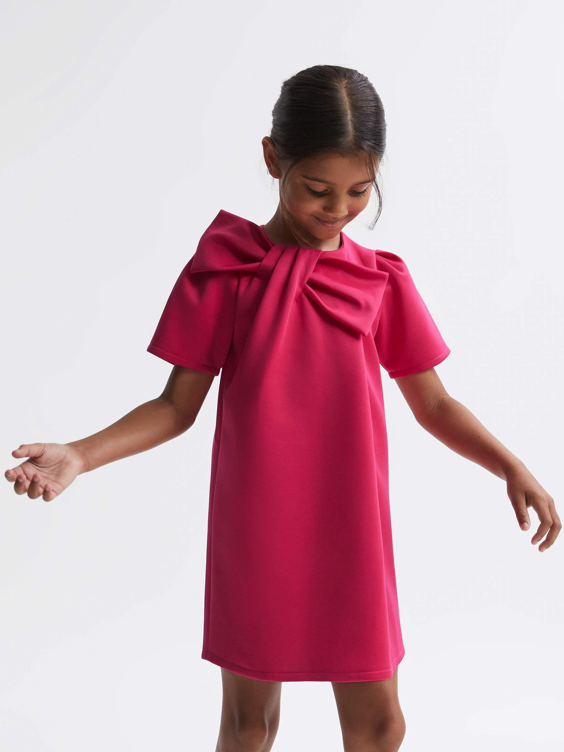 4-9 yrs Scuba Bow Dress in Pink - Image 3 of 6