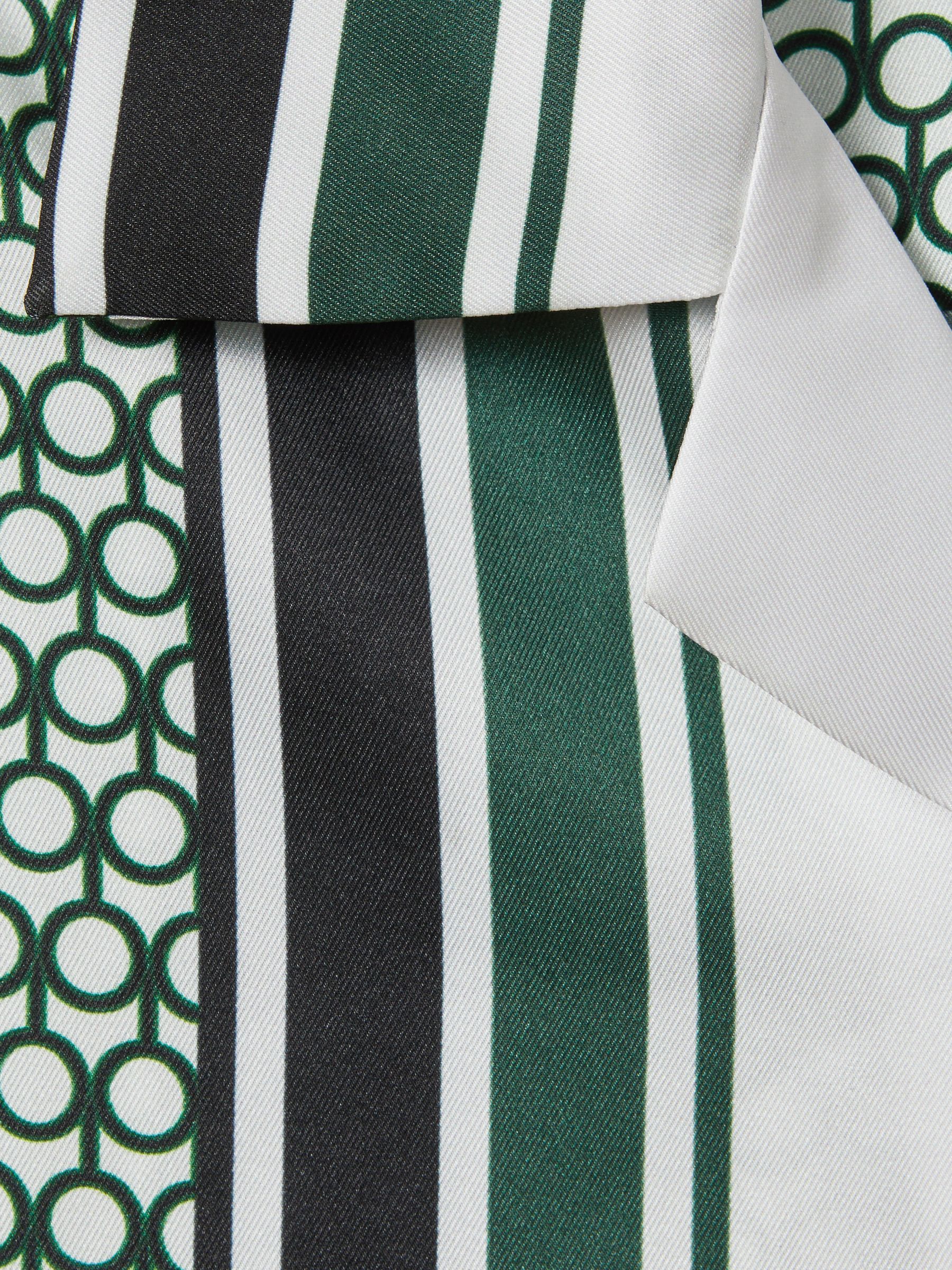 Geometric Print Cuban Collar Shirt in White/Green - Image 6 of 6
