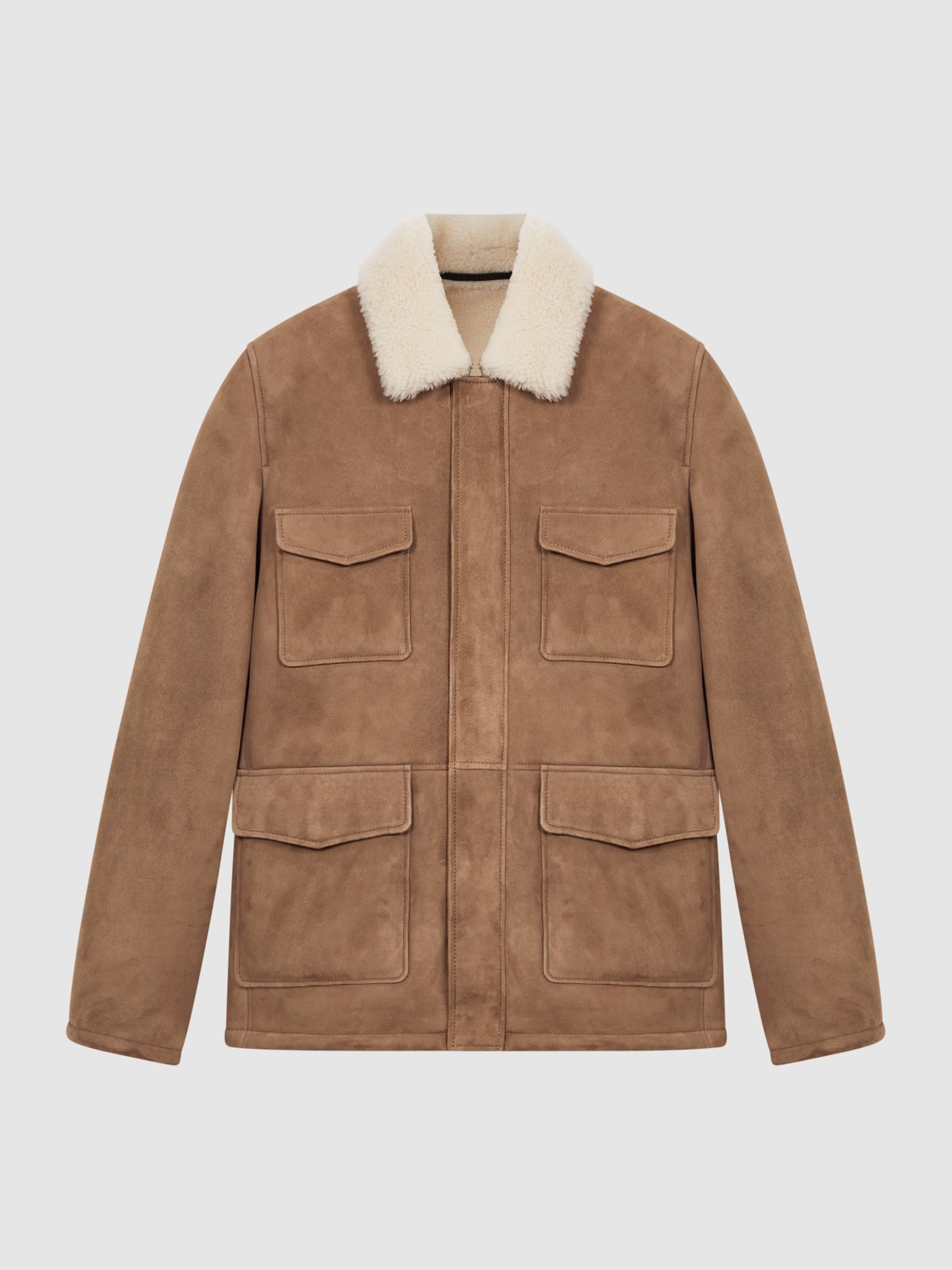 Shearling Zip-Through Jacket in Camel - Image 2 of 6