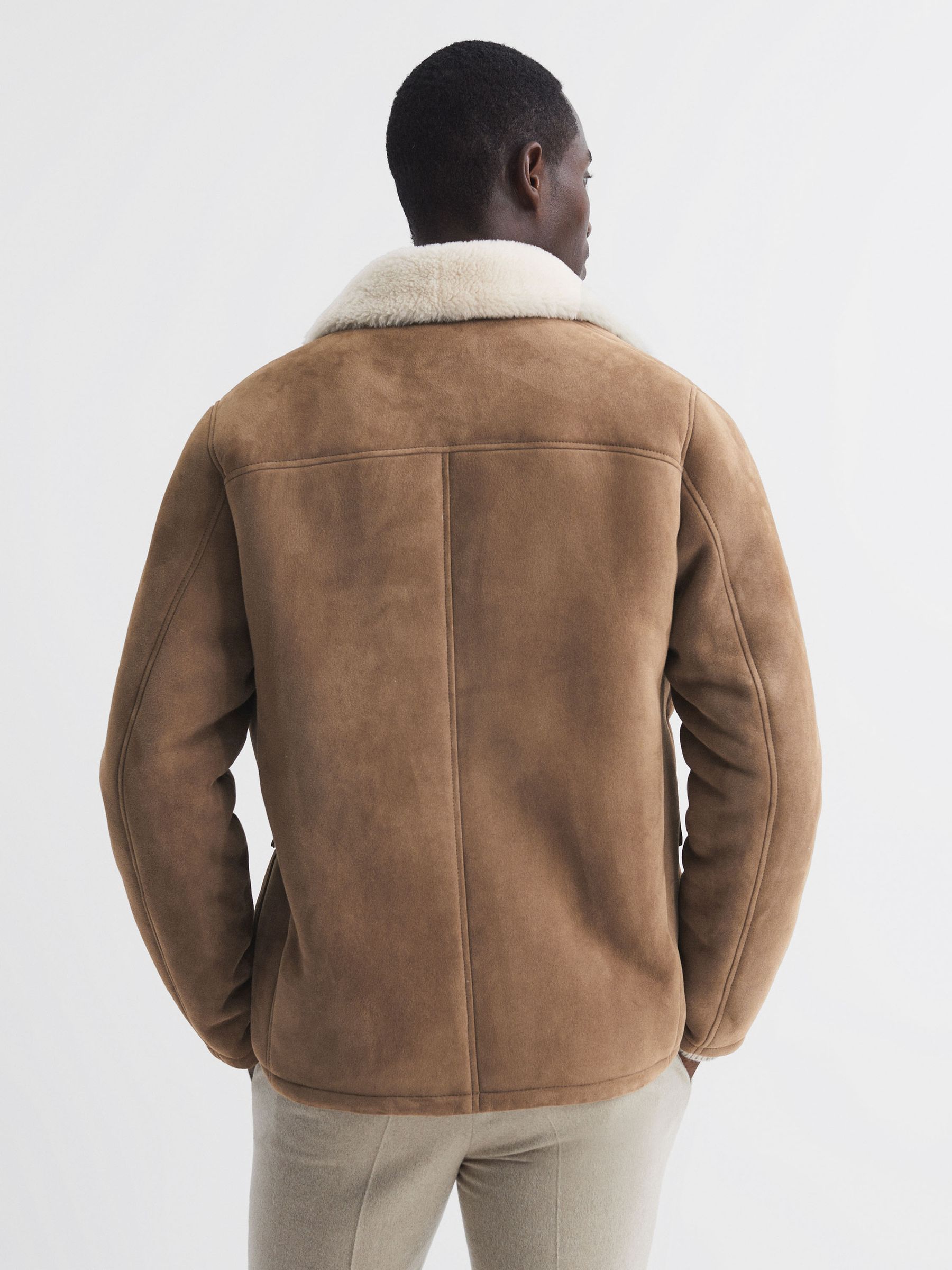 Shearling Zip-Through Jacket in Camel - Image 5 of 6