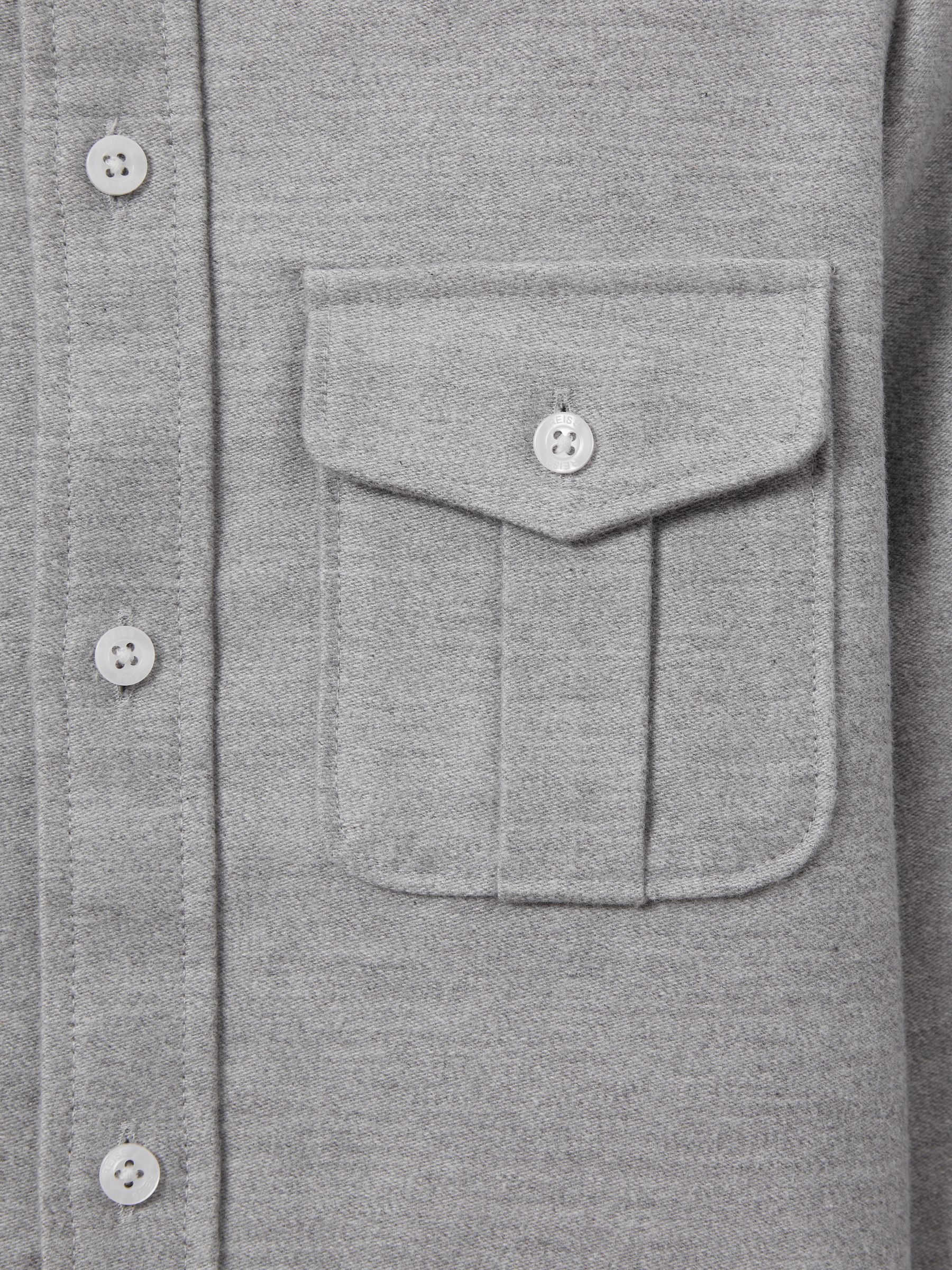13-14 yrs Brushed Cotton Patch Pocket Overshirt in Soft Grey - Image 4 of 4