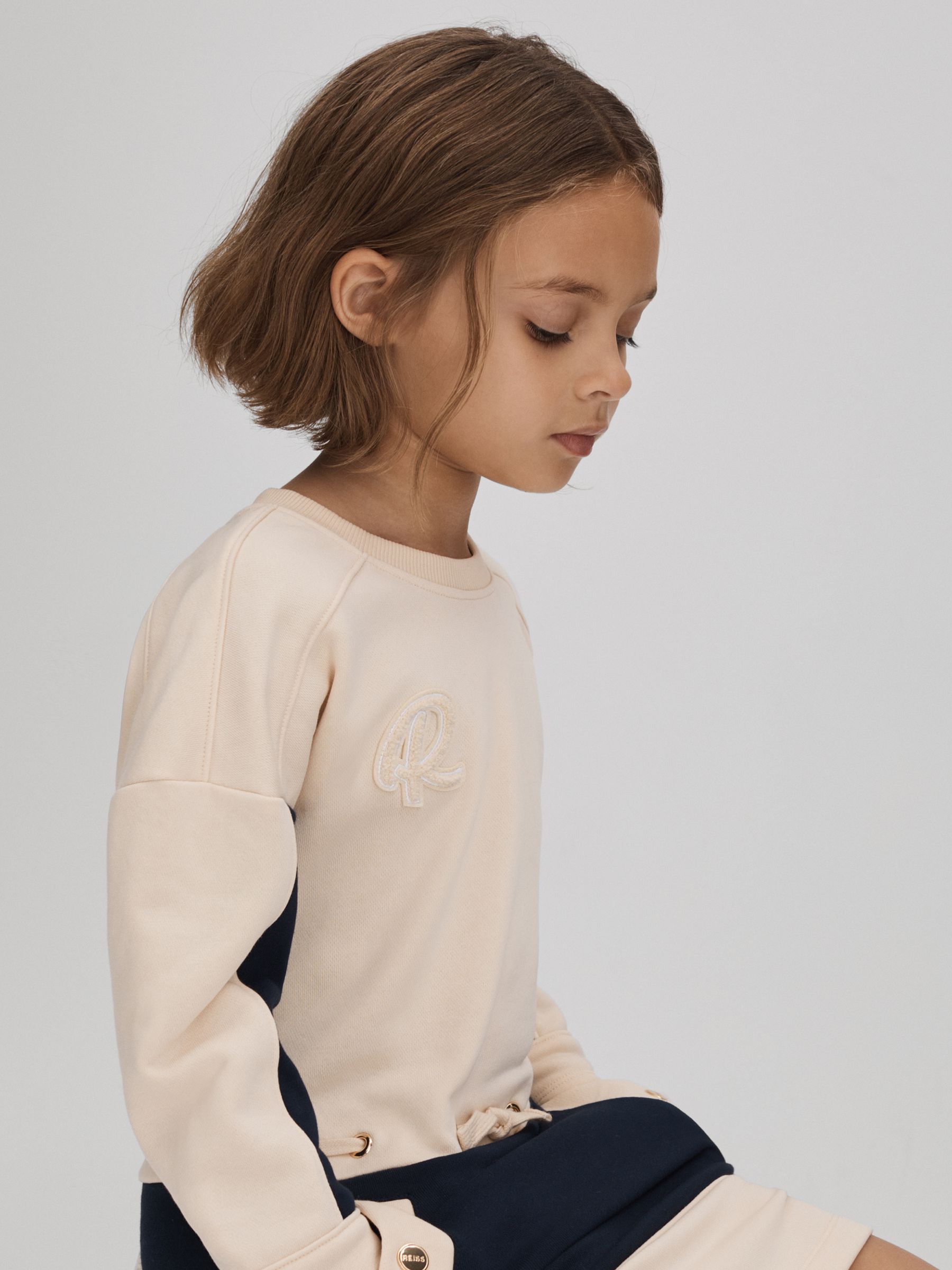 13-14 yrs Cotton Jersey Blend Crew Neck Dress in Ivory - Image 1 of 6