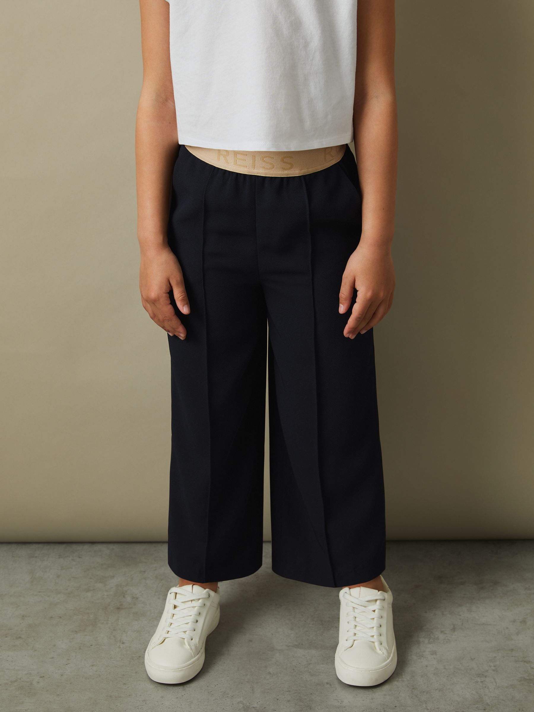 Teen Elasticated Wide Leg Trousers in Navy - Image 3 of 5