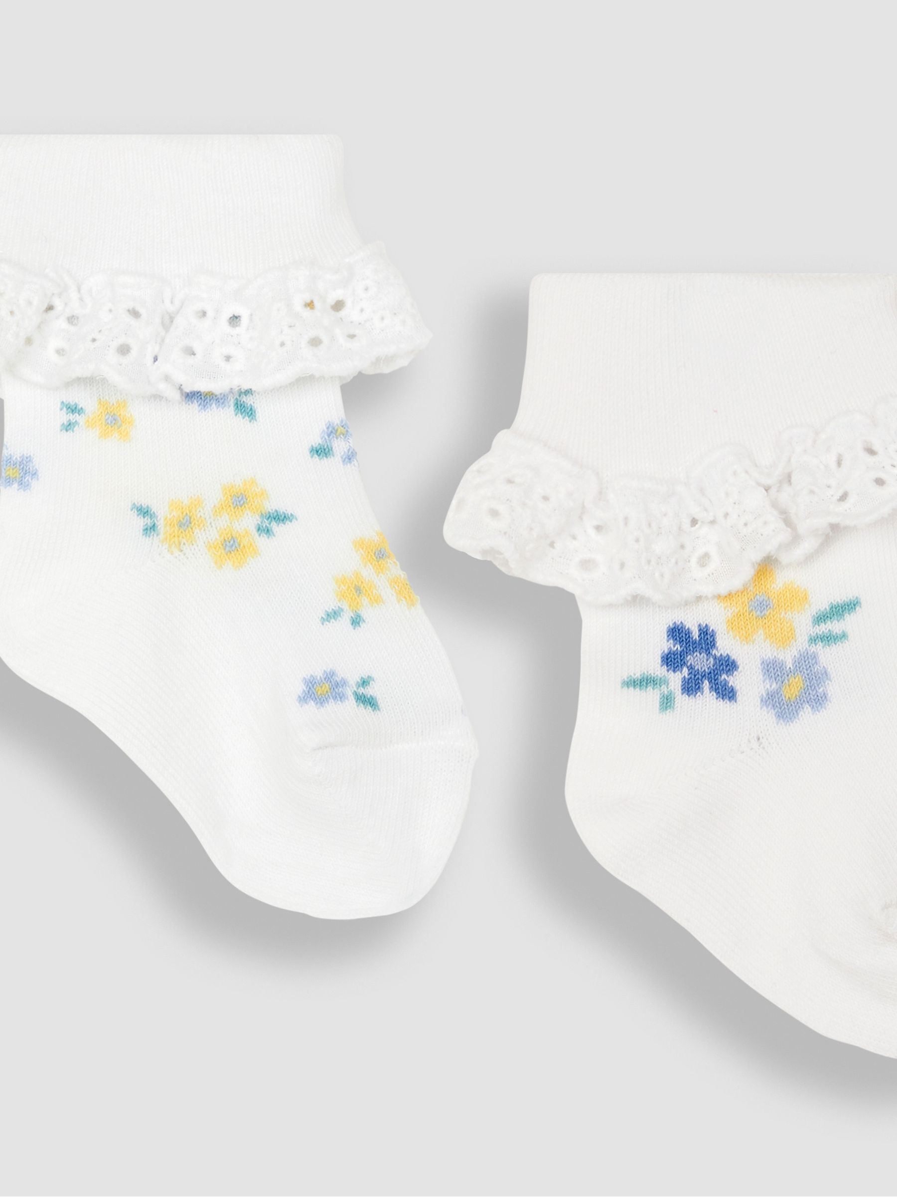 White Floral 2-Pack Frilly Socks - Image 2 of 2