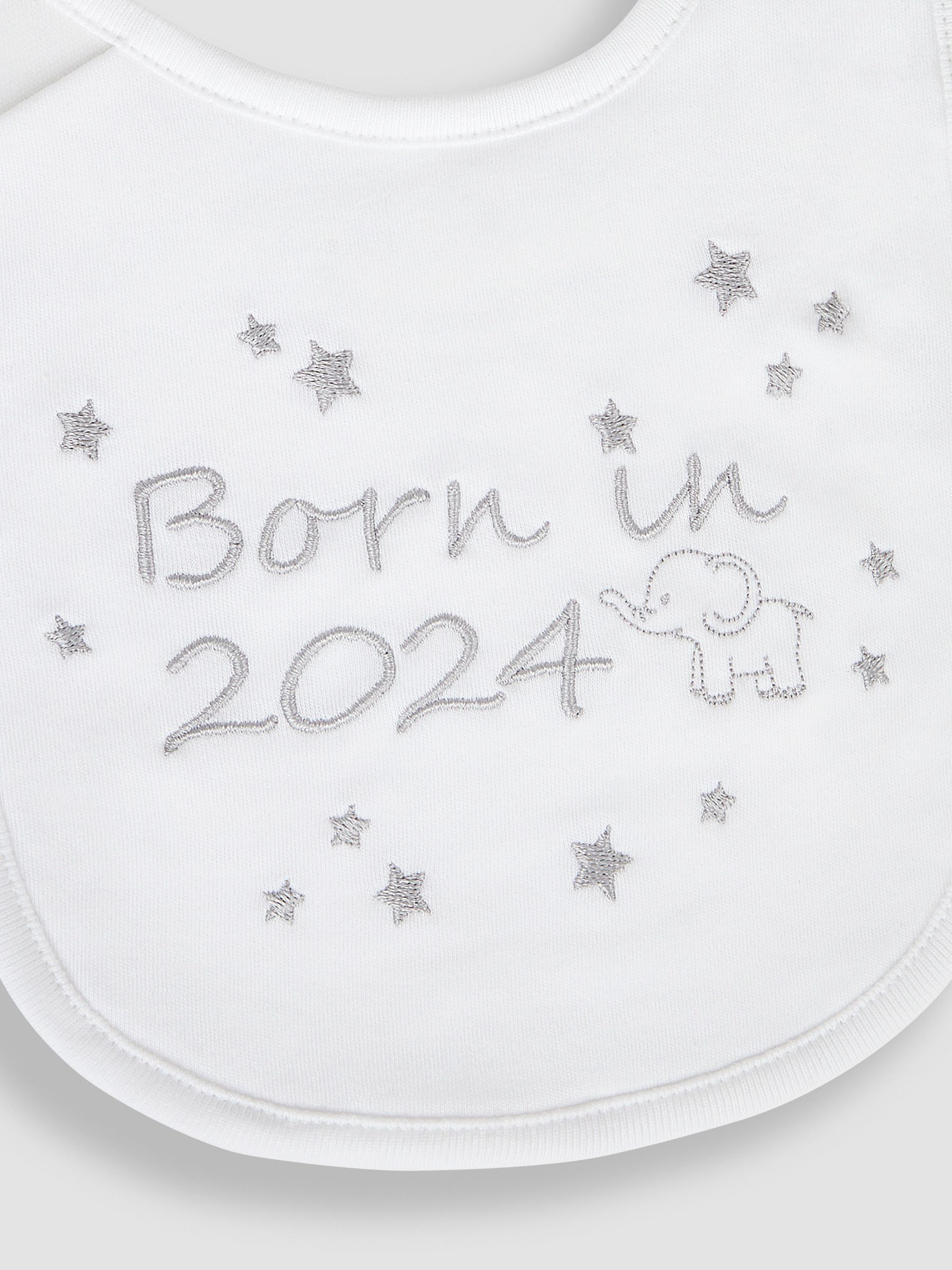 White Born in 2024 Embroidered Bibs - Image 3 of 3