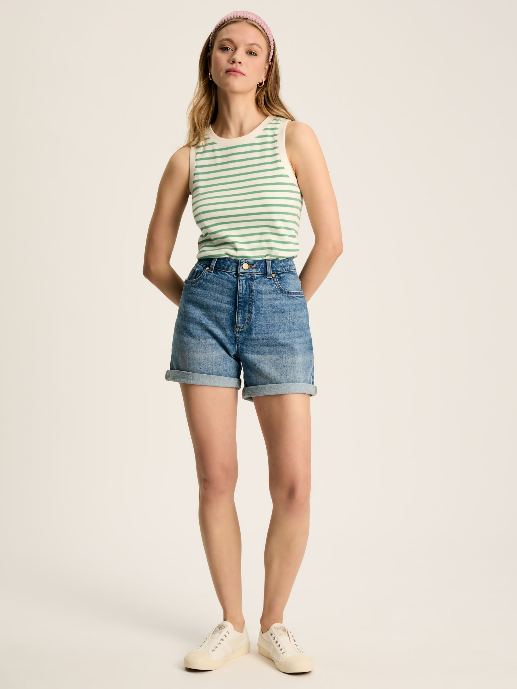 Harbour Cream & Green Striped Jersey Vest - Image 3 of 5