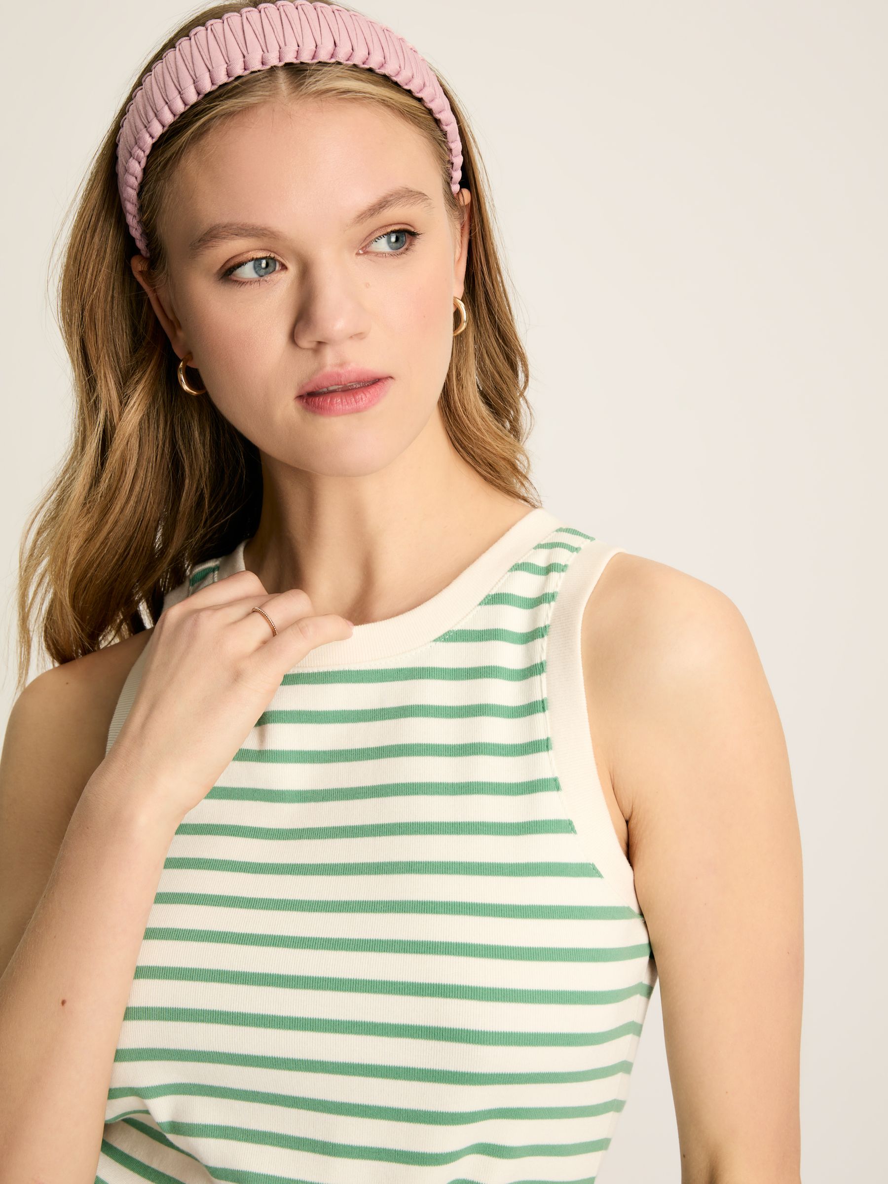 Harbour Cream & Green Striped Jersey Vest - Image 4 of 5