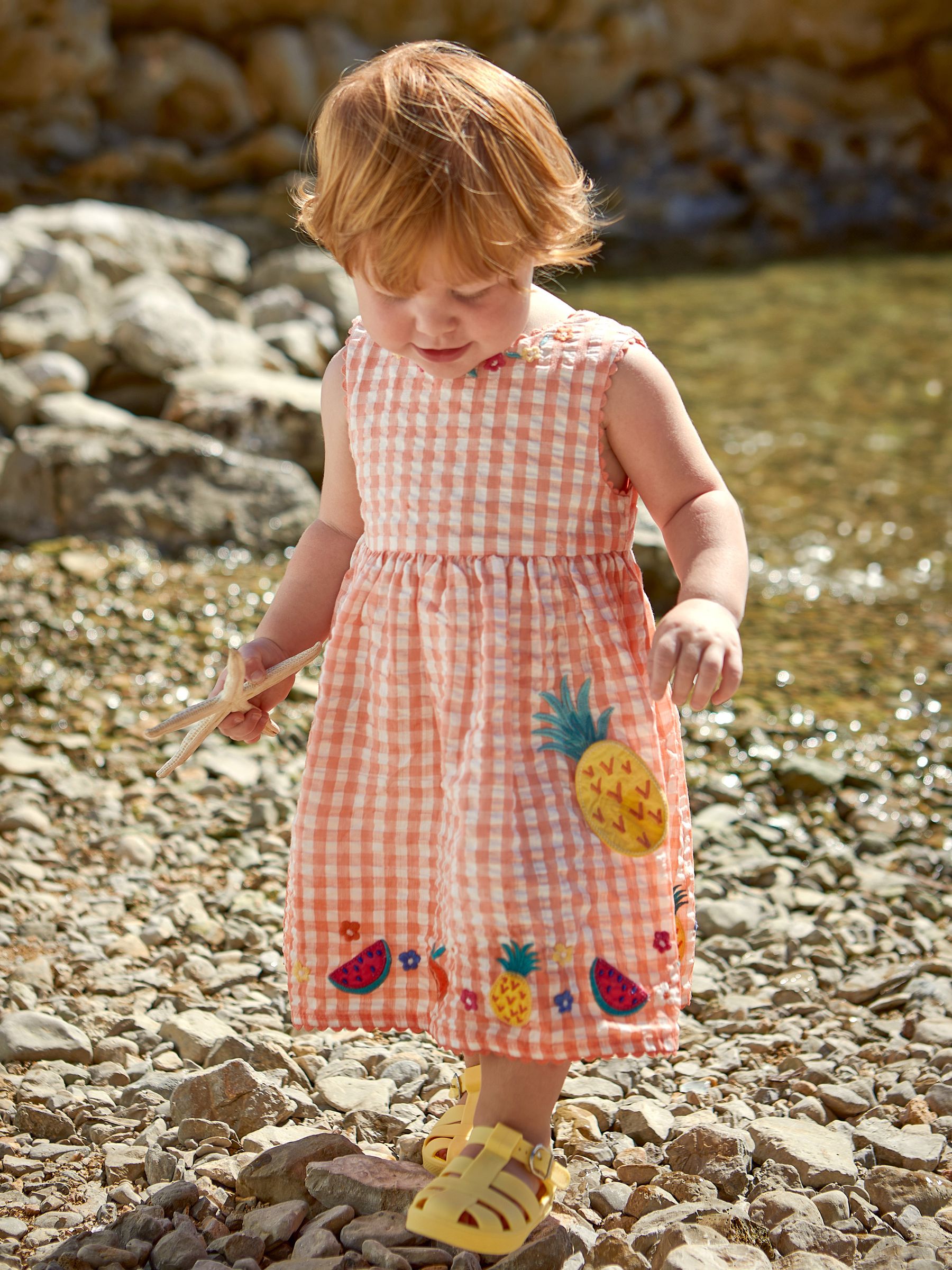 Orange Pineapple Appliqué Gingham Summer Dress - Image 1 of 5
