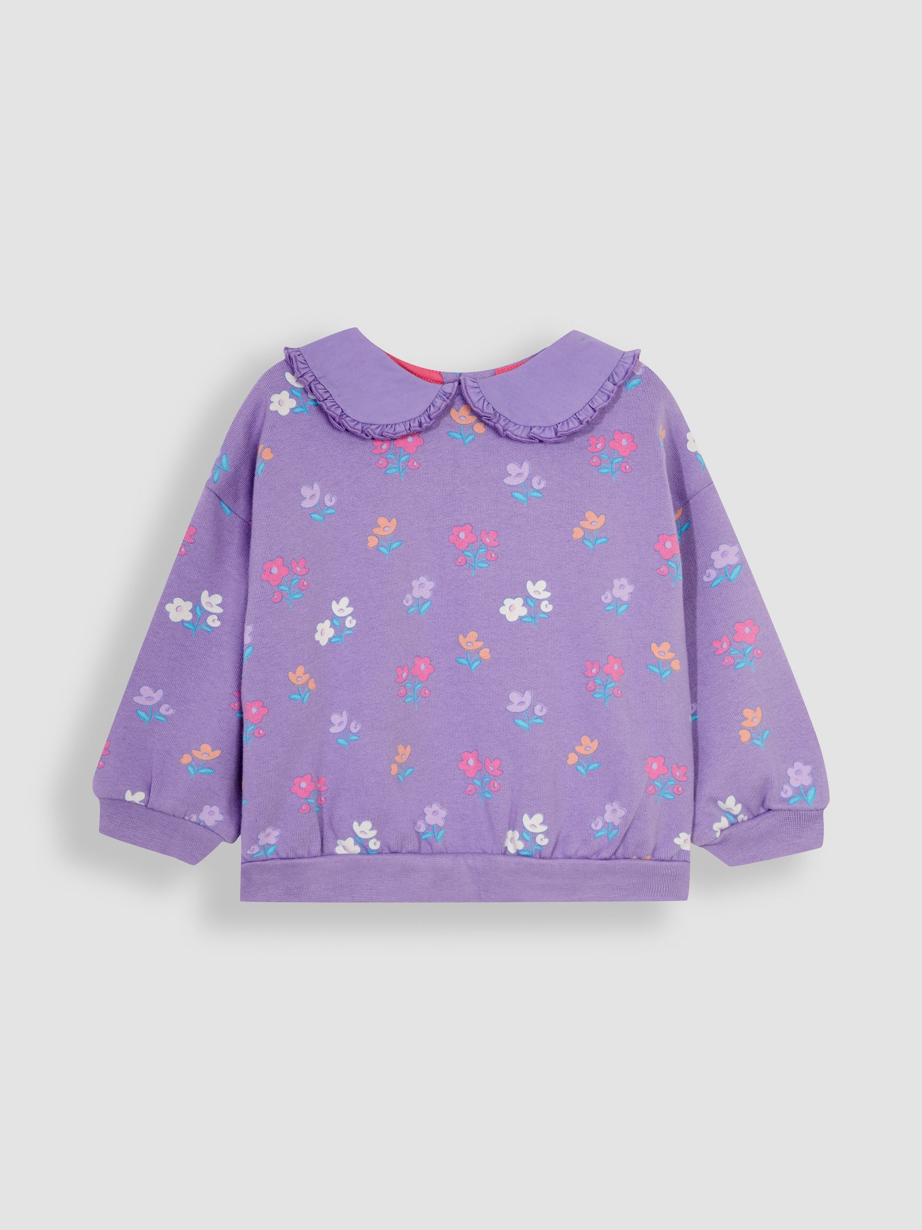 Lilac Pretty Floral Sweatshirt With Collar - Image 1 of 3