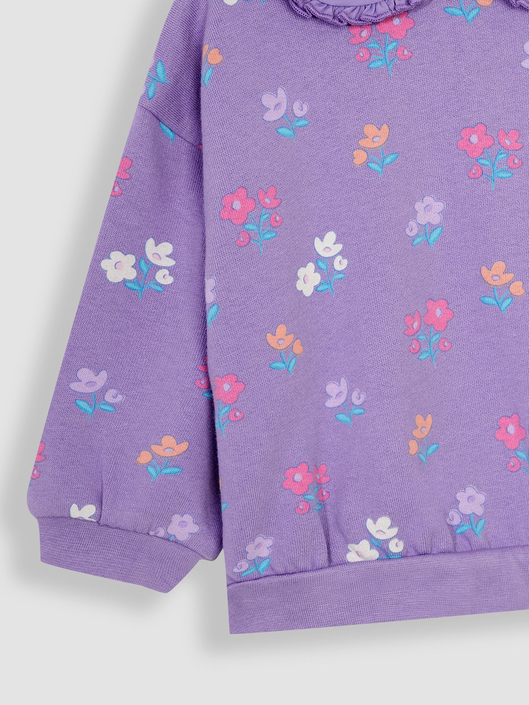 Lilac Pretty Floral Sweatshirt With Collar - Image 3 of 3