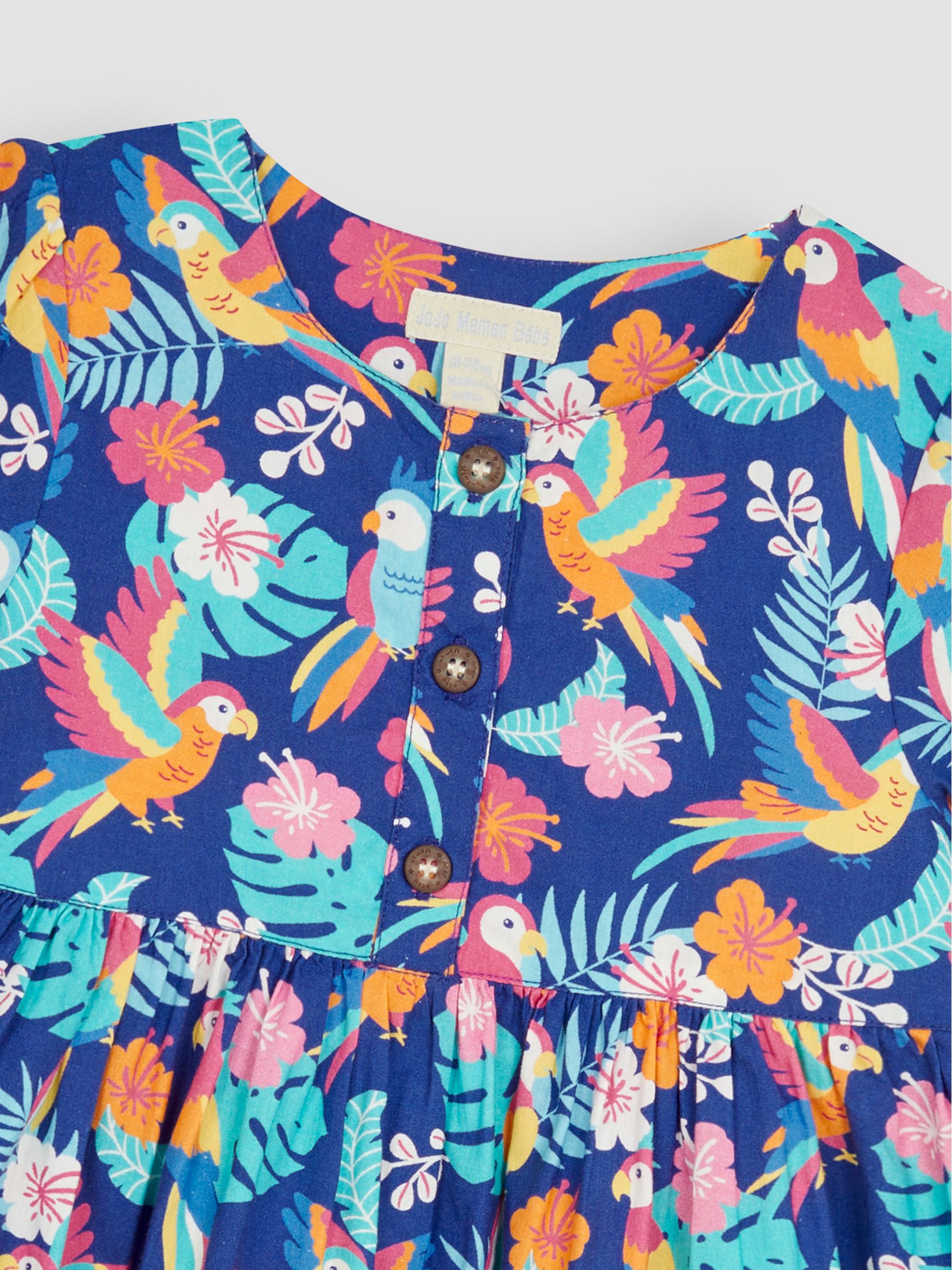 Navy Blue Bird Button Front Pet In Pocket Summer Dress - Image 3 of 4