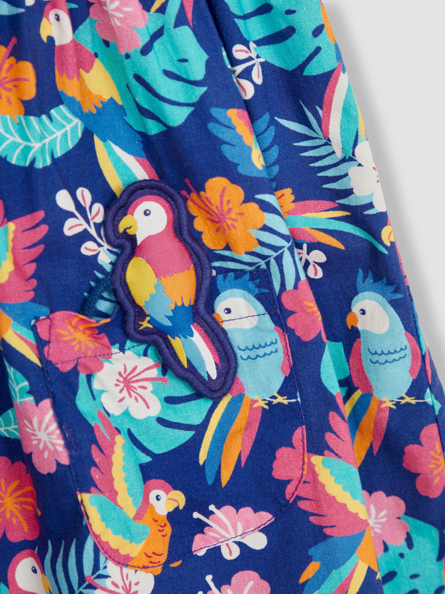 Navy Blue Bird Button Front Pet In Pocket Summer Dress - Image 4 of 4