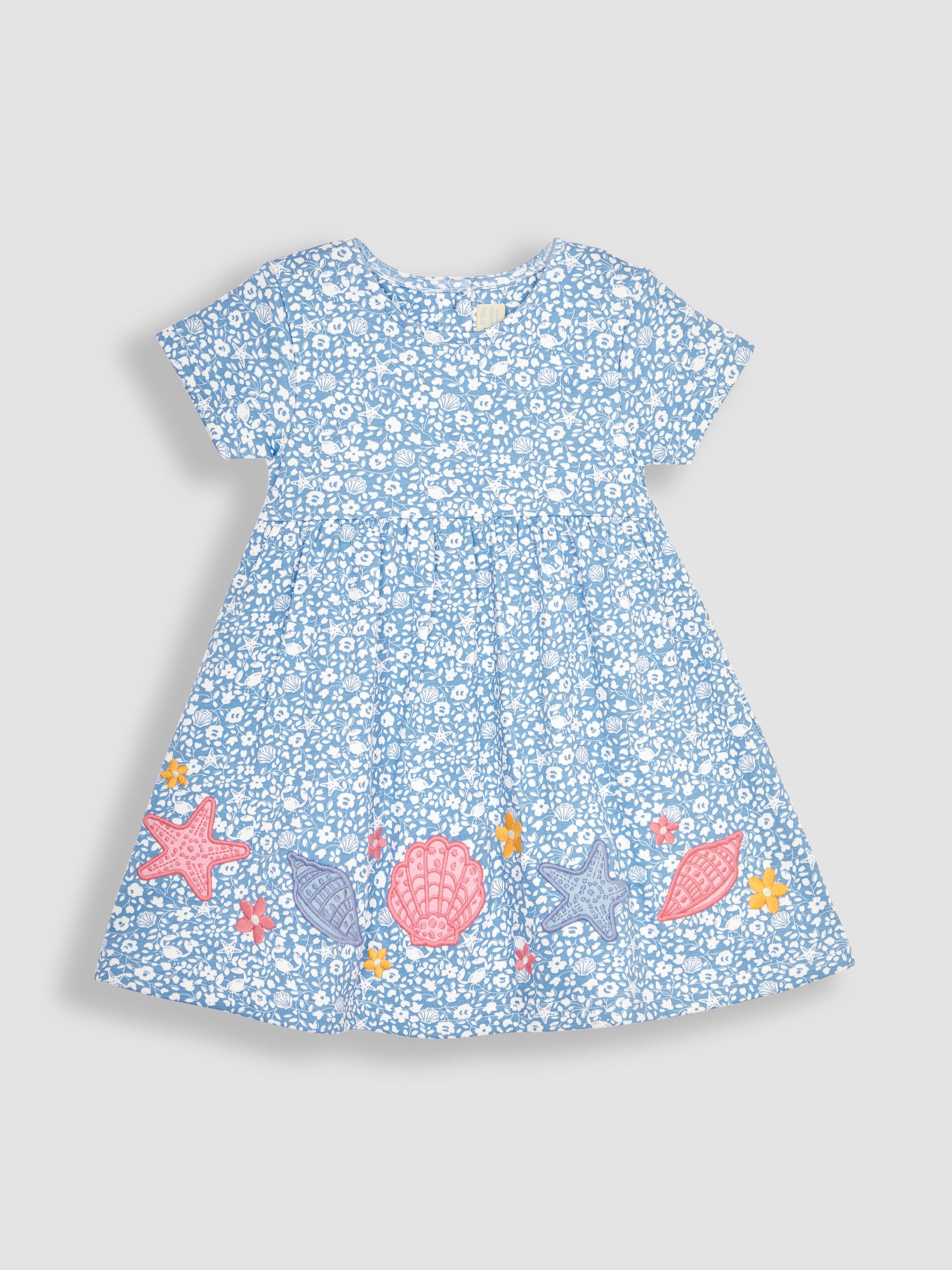 Cornflower Blue Nautical Appliqué Hem Jersey Dress - Image 1 of 3