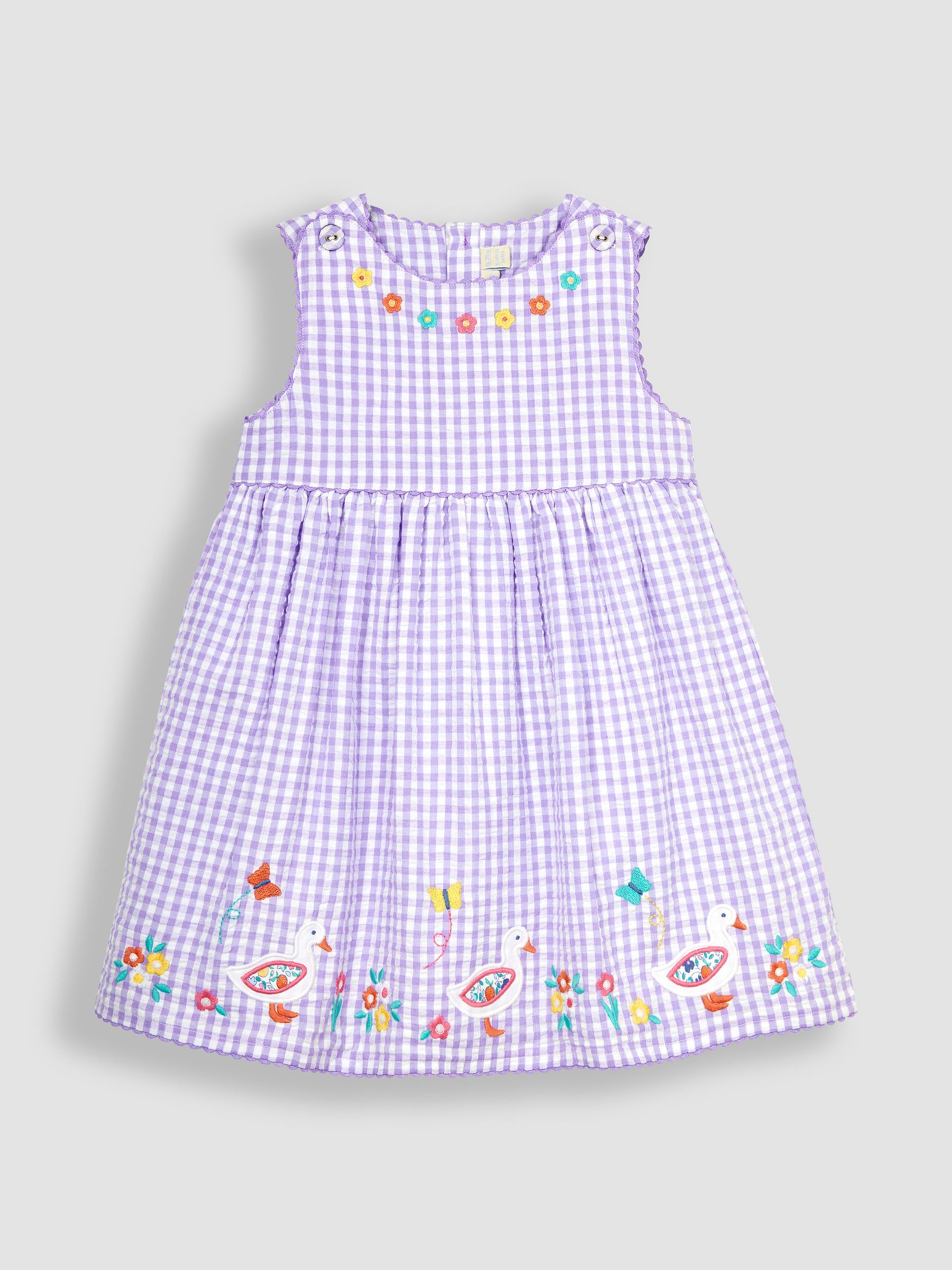 Lilac Purple Duck Appliqué Gingham Summer Dress - Image 1 of 3
