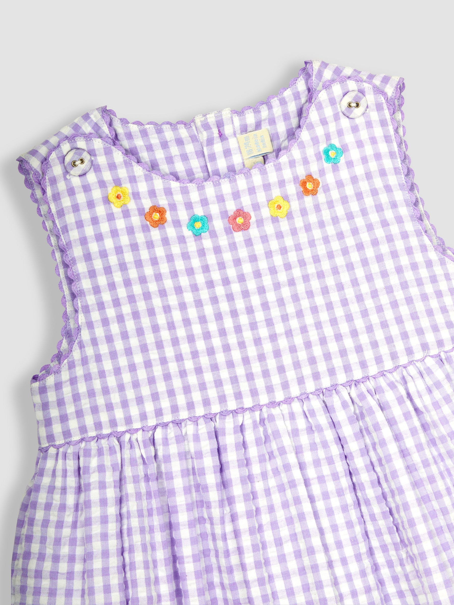 Lilac Purple Duck Appliqué Gingham Summer Dress - Image 2 of 3
