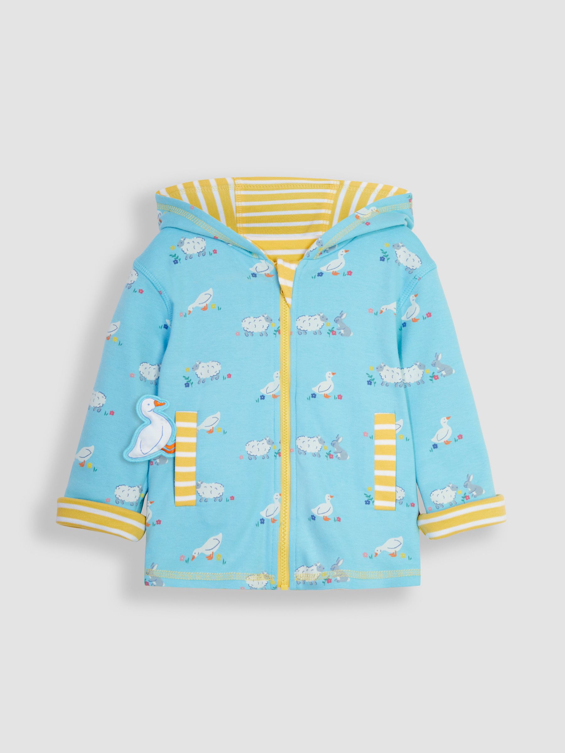 Yellow Duck & Friends Appliqué Reversible Jersey Hoodie - Image 2 of 7