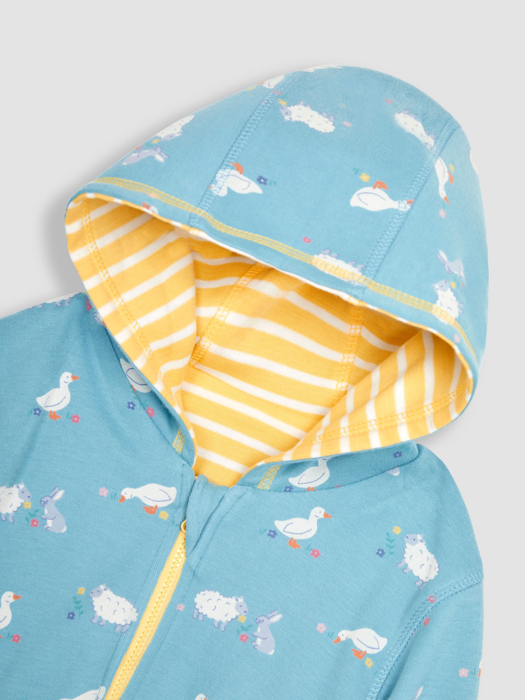 Yellow Duck & Friends Appliqué Reversible Jersey Hoodie - Image 6 of 7