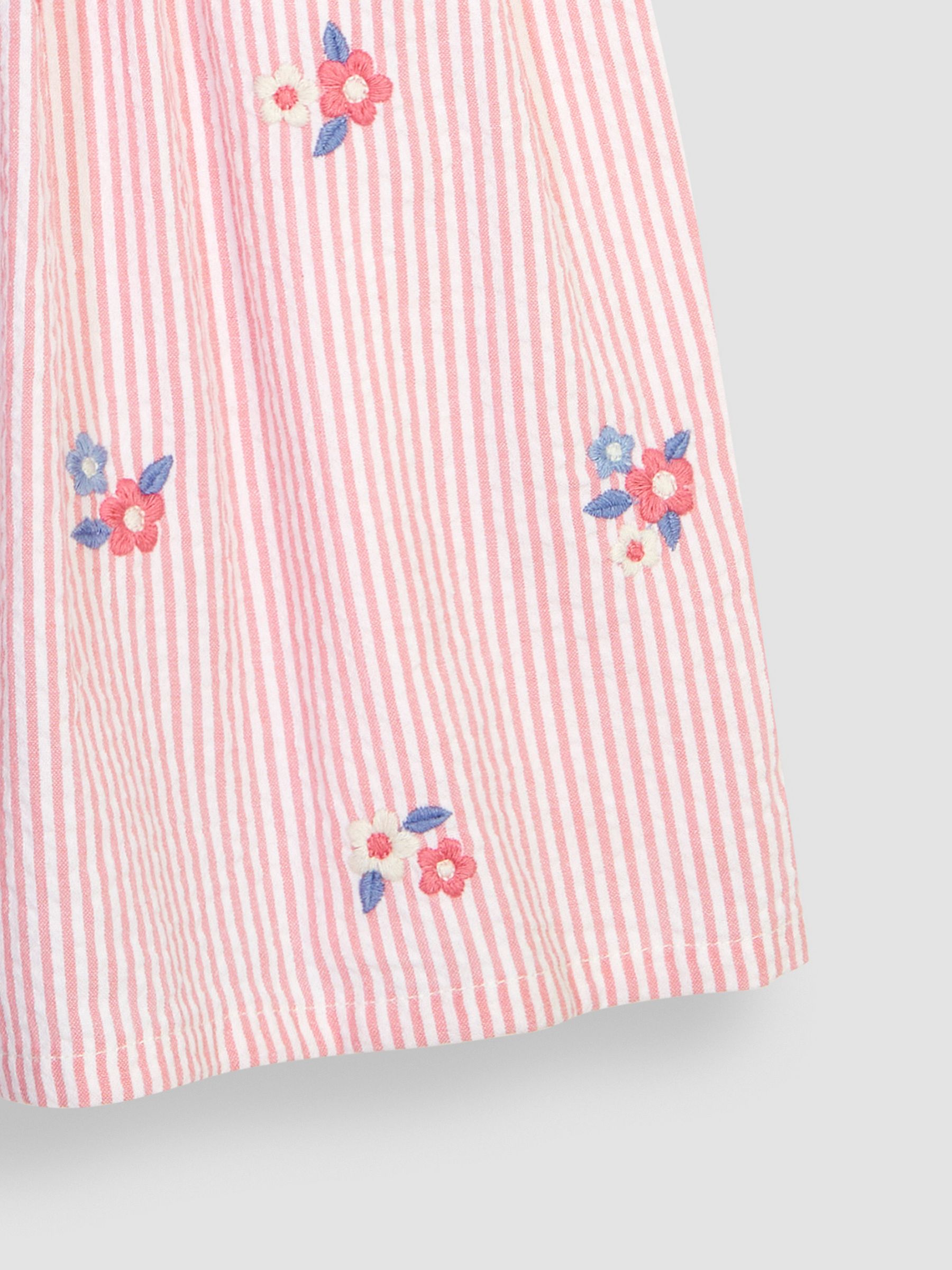 Coral Pink Floral Embroidered Smocked Dress - Image 3 of 4